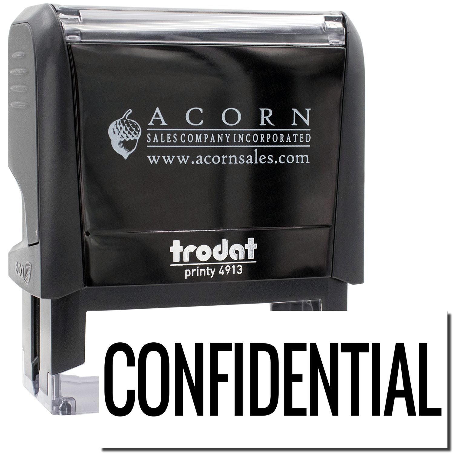 Acorn Sales Printy 4913 confidential stamp with Acorn sales branding for secure document marking