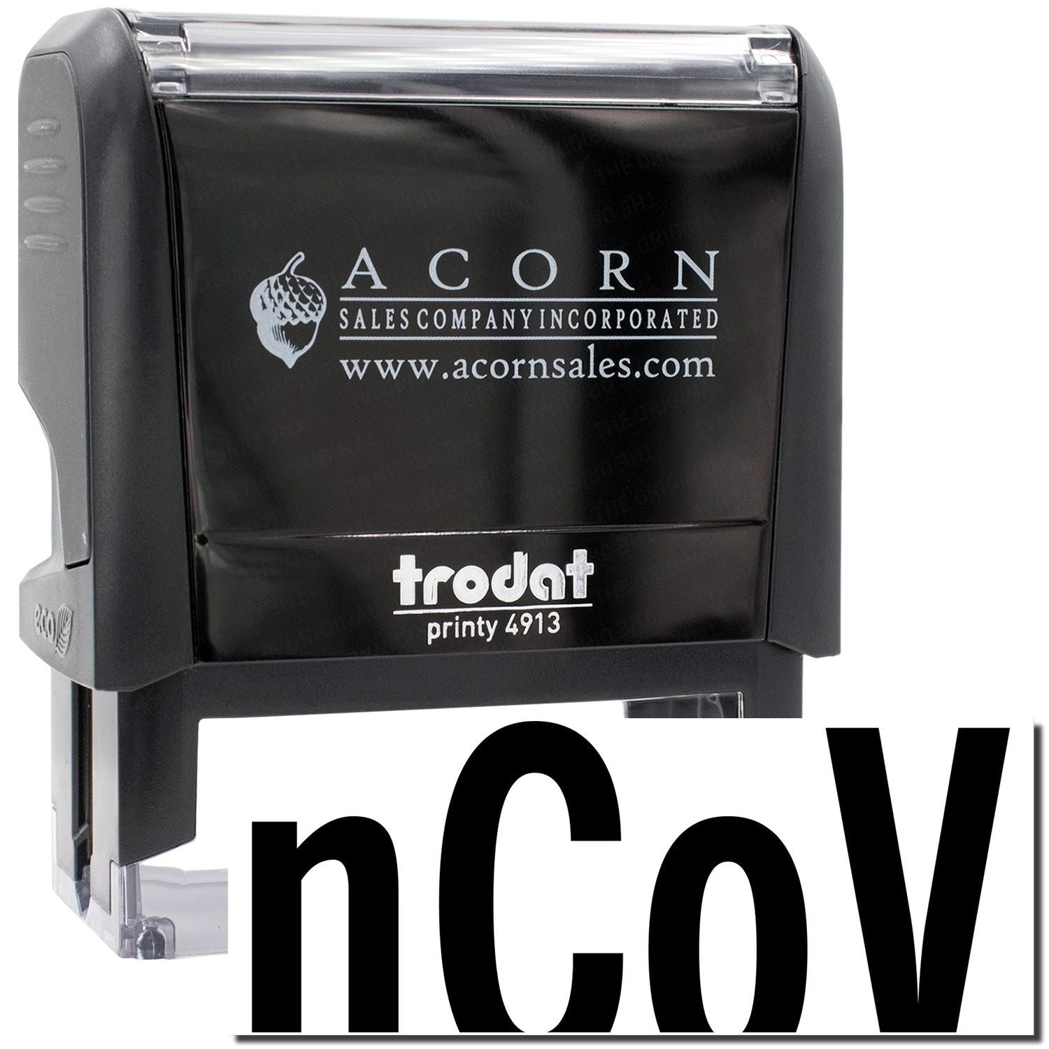 Trodat Printy 4913 stamp displaying Acorn Sales Company Incorporated logo and website for business branding