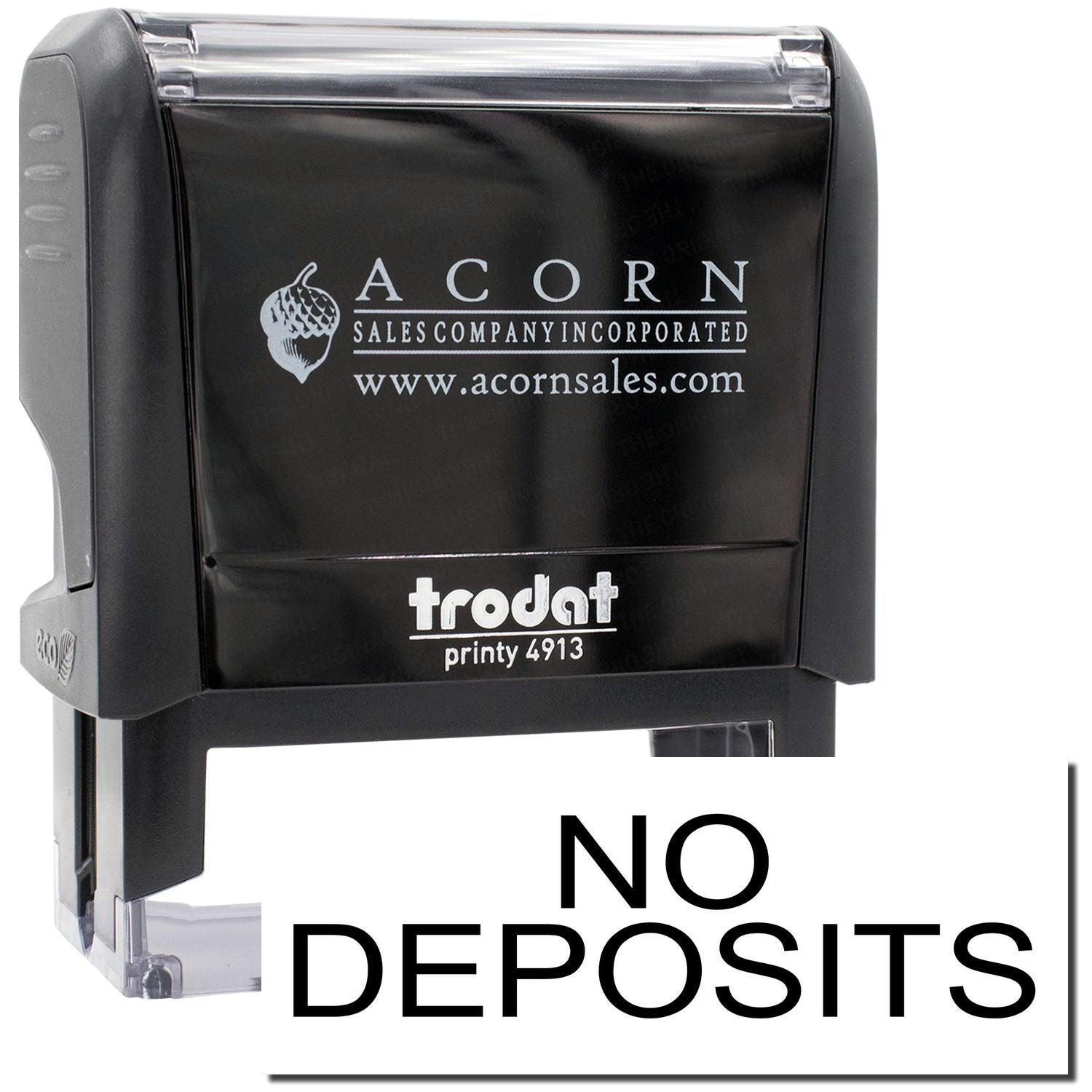 Acorn Sales Inc Trodat Printy 4913 self-inking stamp with No Deposits message for document marking