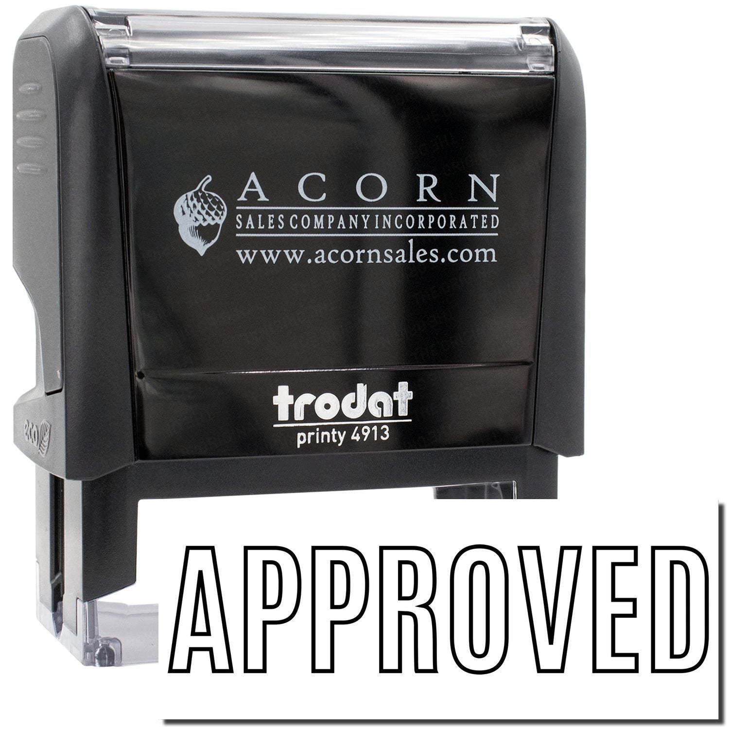 Acorn Sales Incorporated approved stamp on a Frodat printing unit, displaying acornsales.com and APPROVED text.