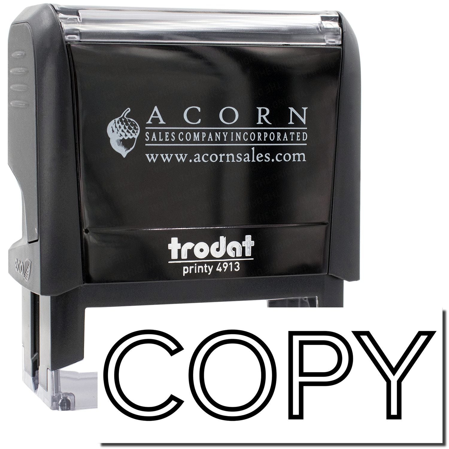 Acorn Sales Trodat Printy 4913 self-inking stamp with acornsales.com branding for copy and document marking.