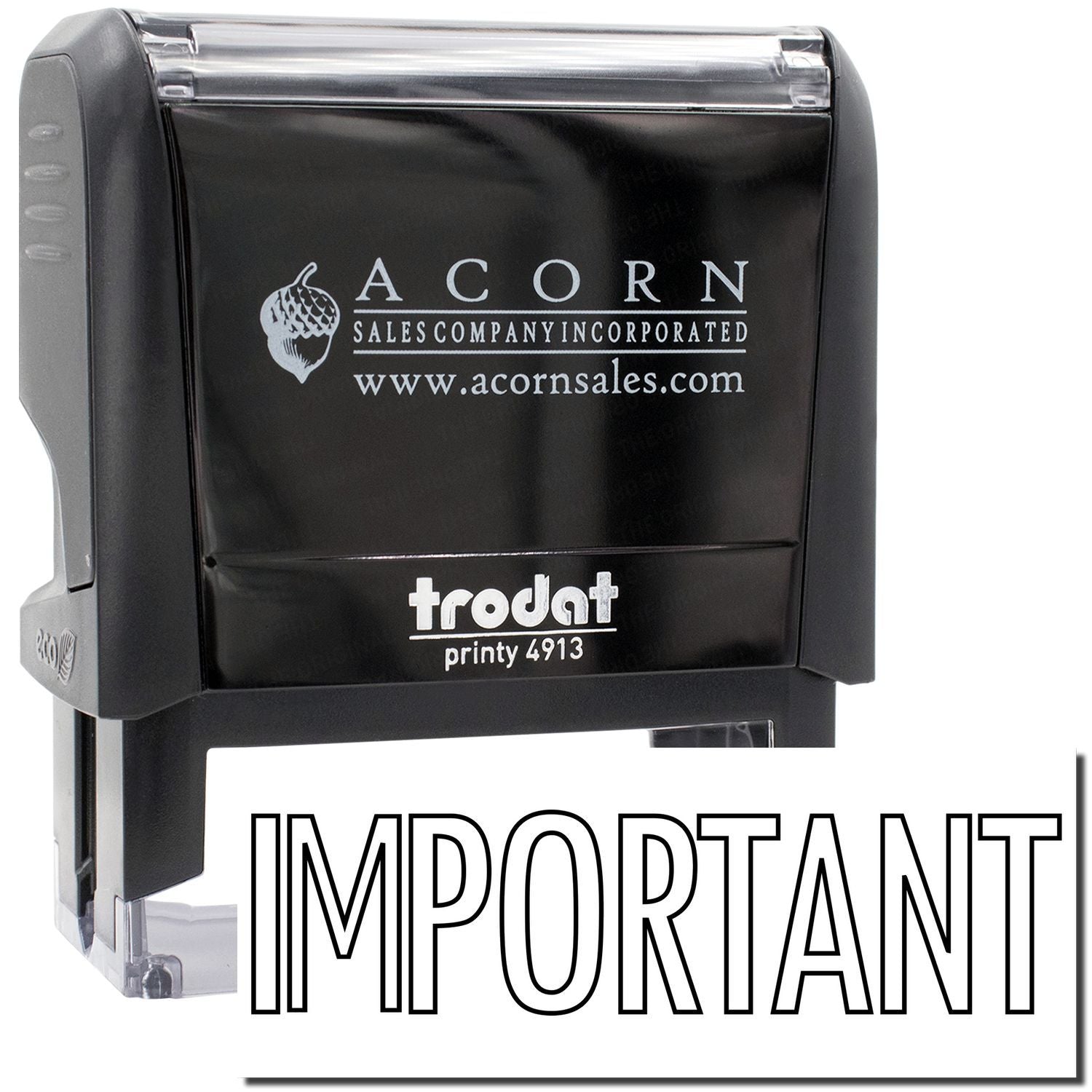 Acorn Sales Company Incorporated acornsales.com stamp device showing Important imprint for marking documents