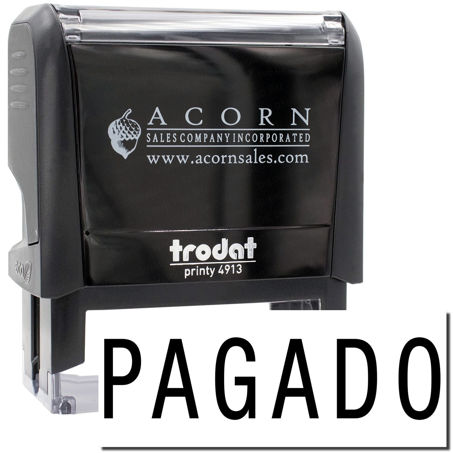 Trodat Printy 4913 stamp with Acorn Sales Company Incorporated logo and www.acornsales.com for business branding