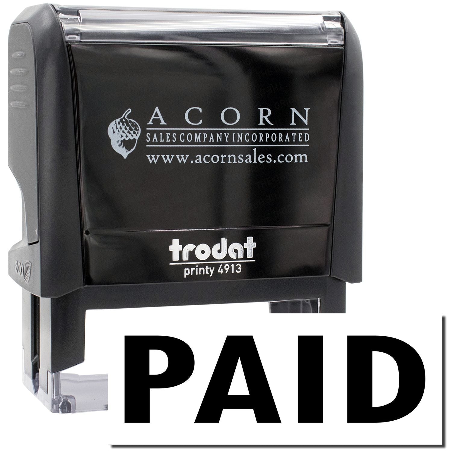 Acorn Sales Printy 4913 PAID office stamp for invoices, rubber payment-date marking for accounts receivable processing for fast billing.