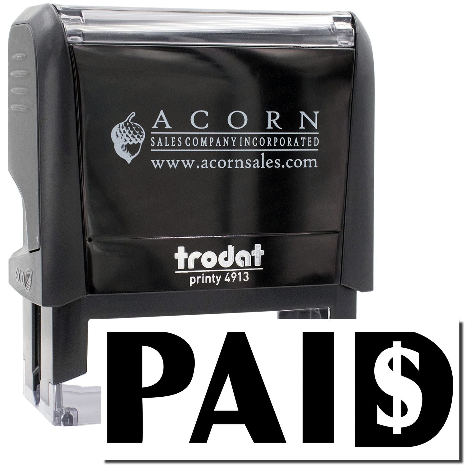Acorn Sales Frodit printy 4913 ink stamp cartridge labeled PAID for business document payment processing