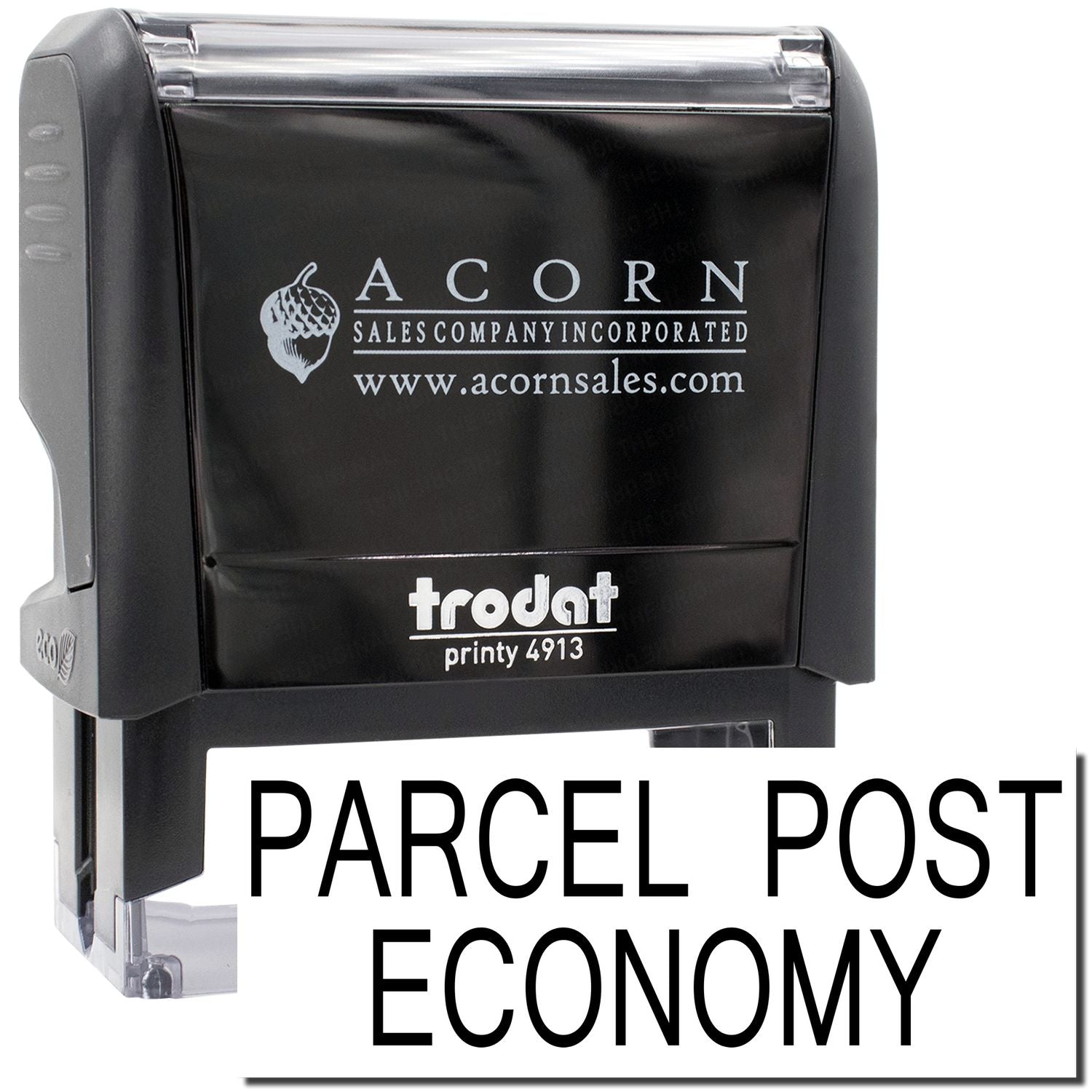 Acorn Sales parcel post economy stamp on Trodat Printy 4913 with AcornSales.com branding