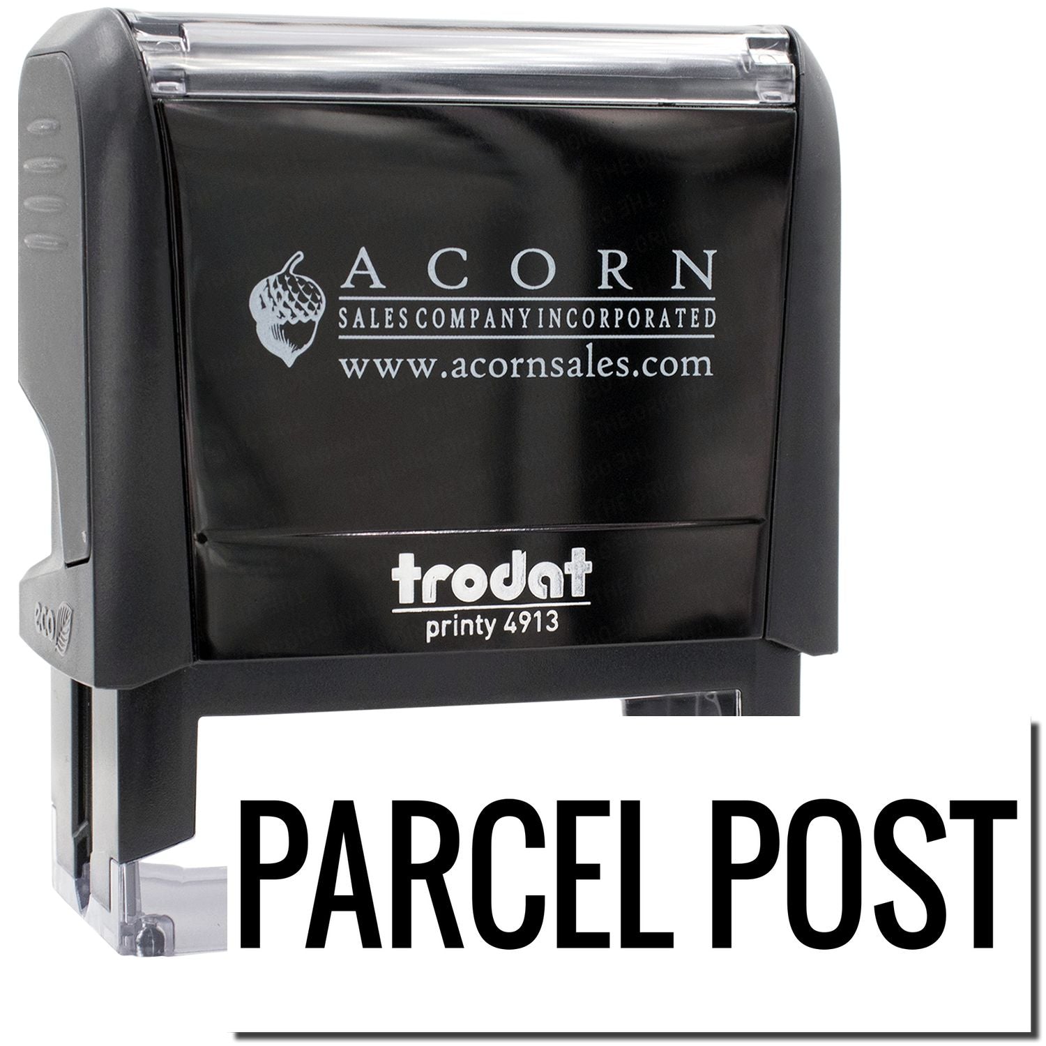 Acorn Sales Parcel Post stamp, Printy 4913 inked marking device with acornsales.com branding for postal labels