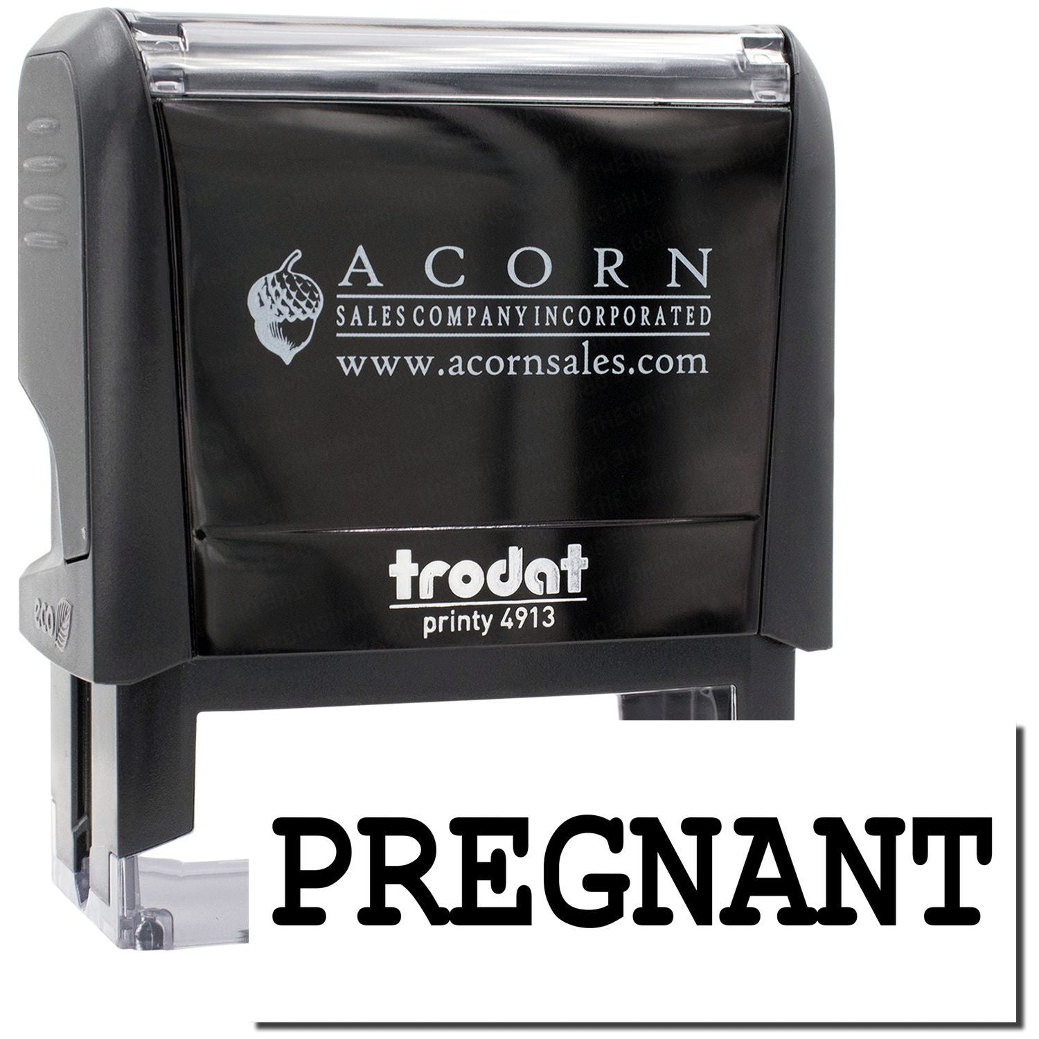 Acorn Sales Company Incorporated Frodot Printy 4913 stamp with PREGNANI branding for marketing and document printing