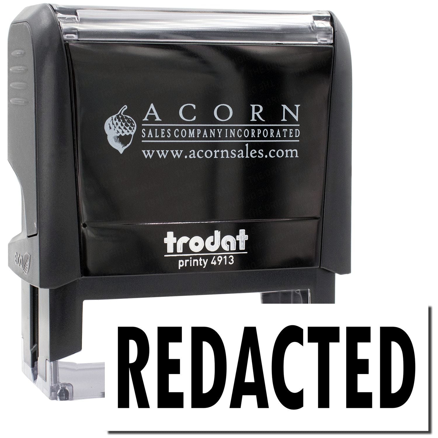 Acorn Sales redaction stamp labeled REDACTED for document privacy and confidentiality (Printy 4913).