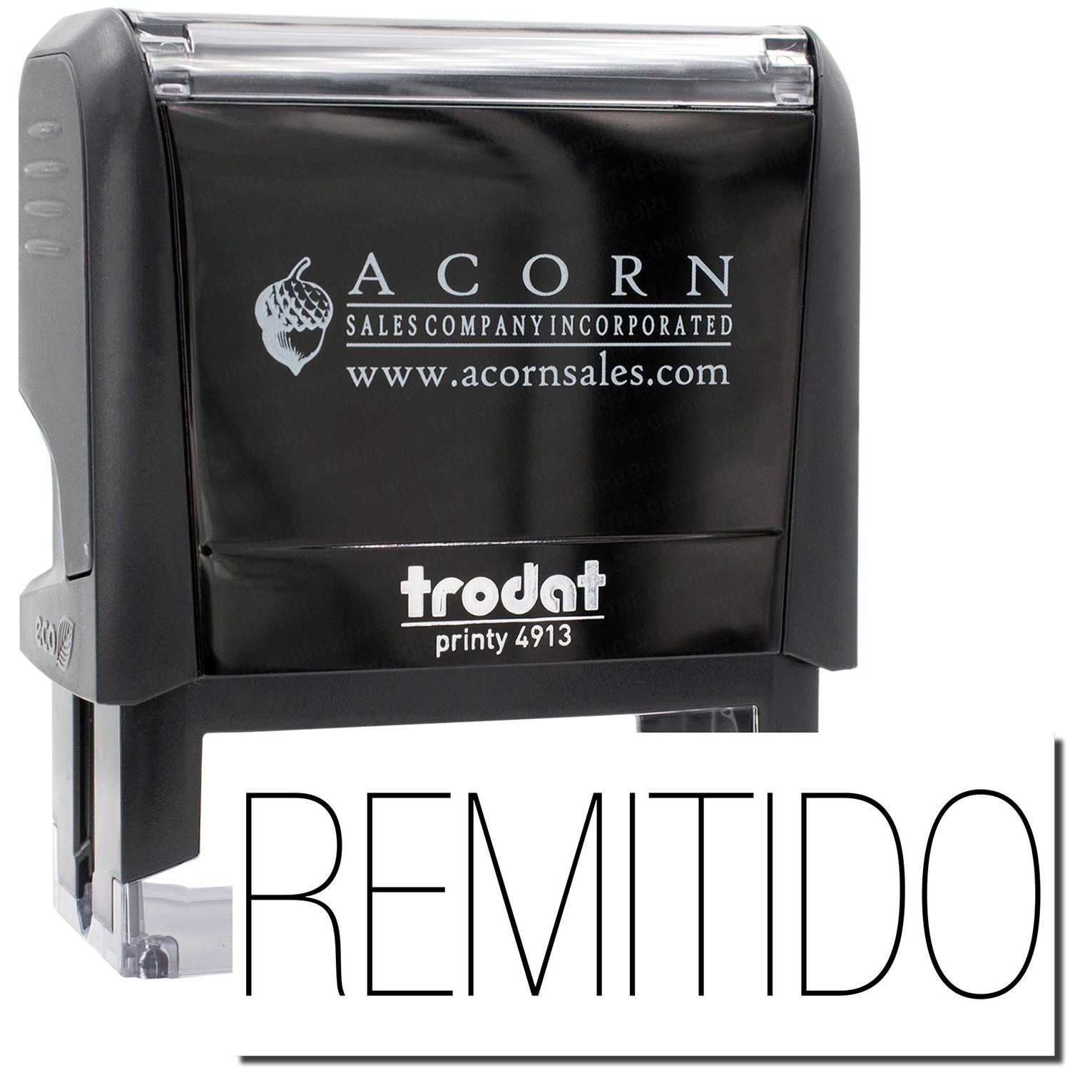 Acorn Sales Printy 4913 stamp with AcornSales.com branding for Remit To payment processing.
