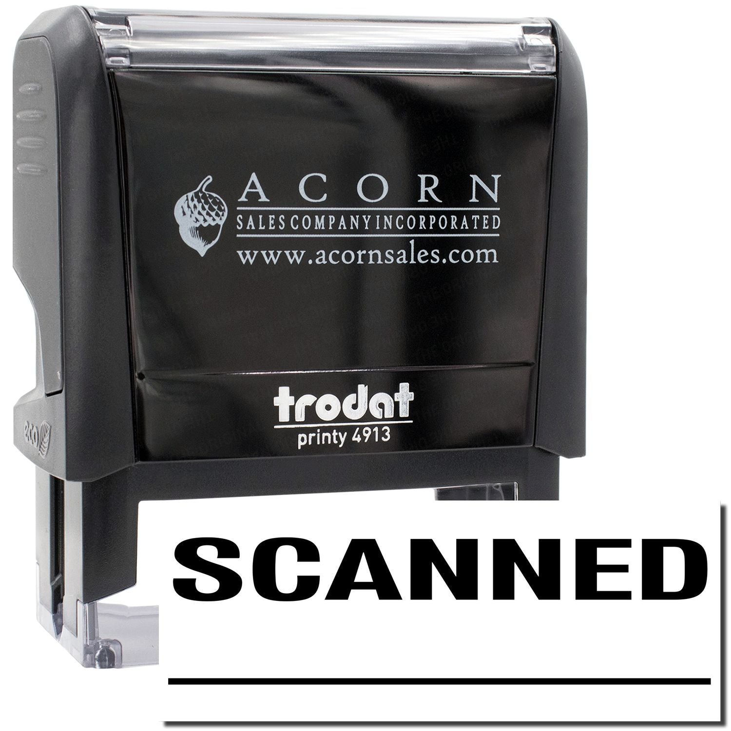 Acorn Sales pre-inked stamp showing AcornSales.com logo for labeling and marking documentsPrinty 4913