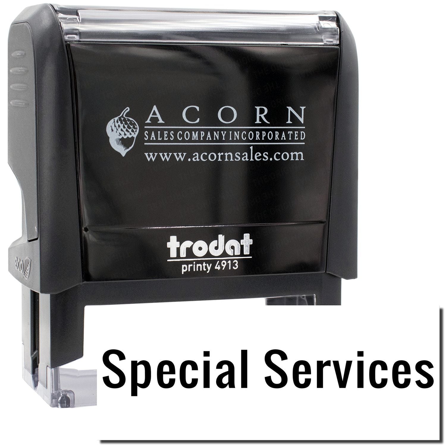 Acorn Sales Incorporated Trodat Printy 4913 special services stamp with Acorn logo and www.acornsales.com for branding