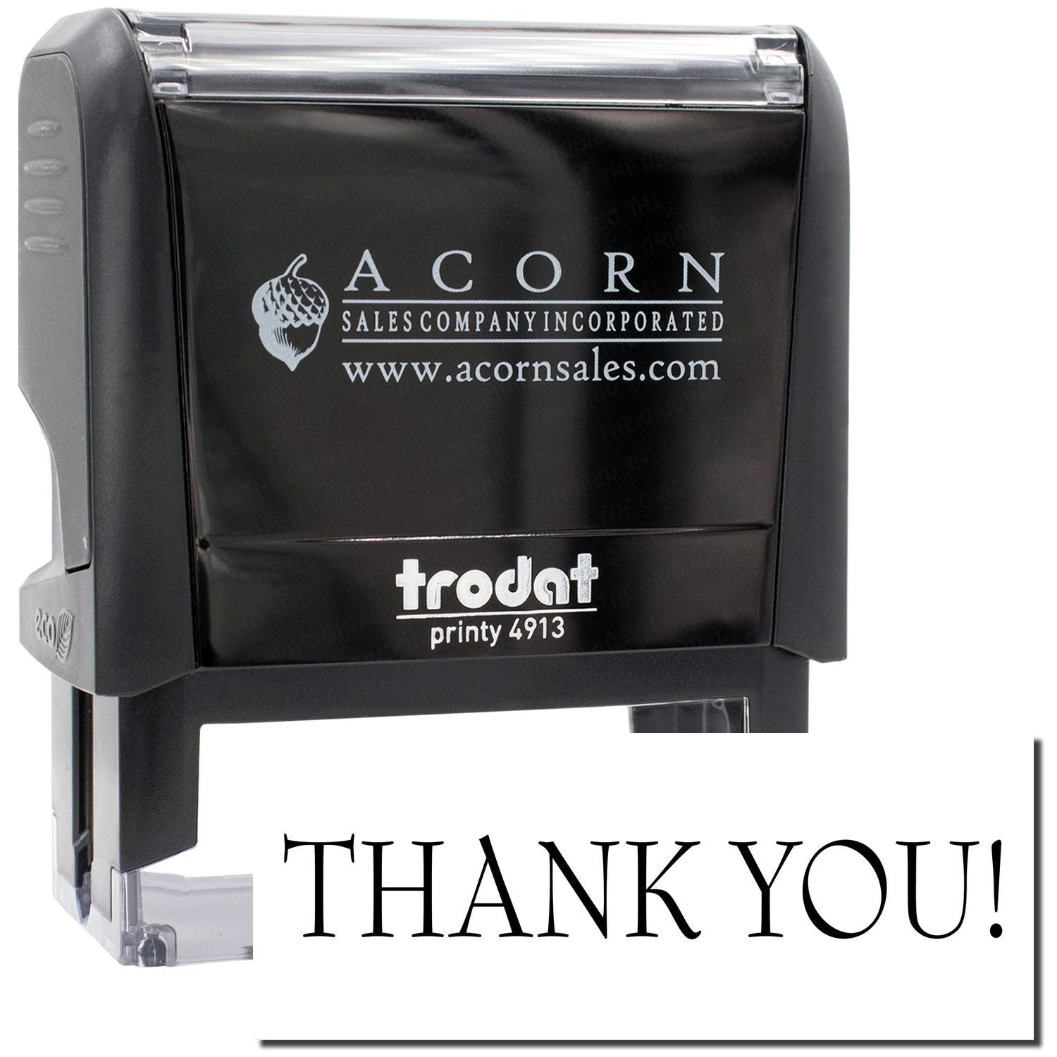 Acorn Sales acornsales.com thank-you stamp, print 4913, for customer acknowledgements and branding.