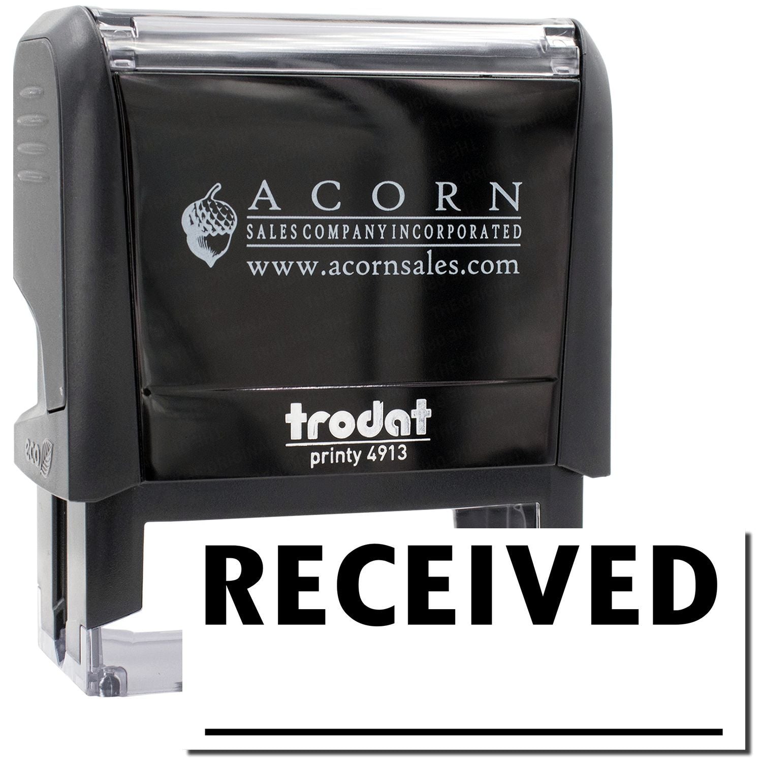 Acorn Sales Printy 4913 Received stamp for document processing, showing imprint text and company branding.