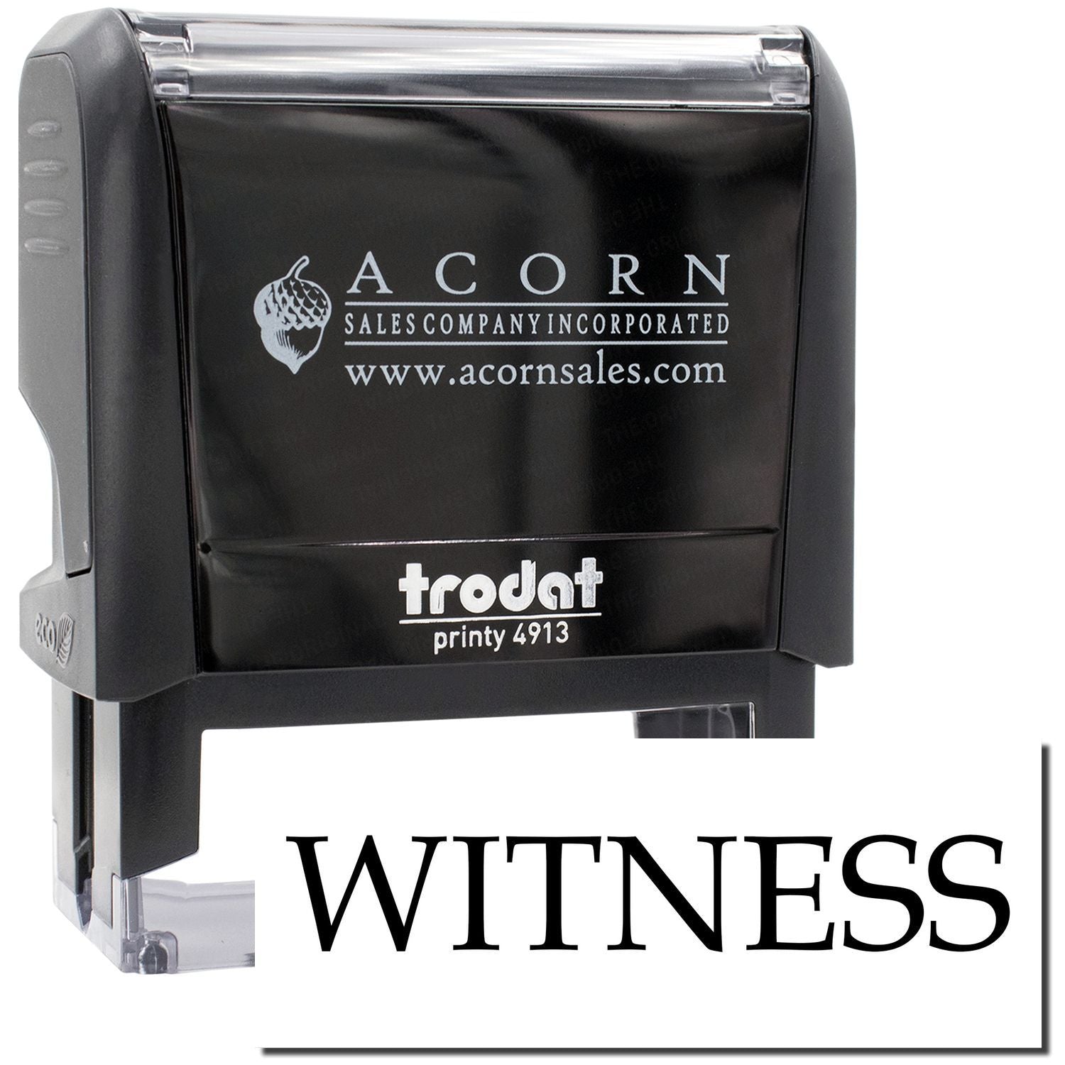 Acorn Sales Trodat Printy 4913 WITNESS stamp for official document verification and marking, AcornSales.com branding.