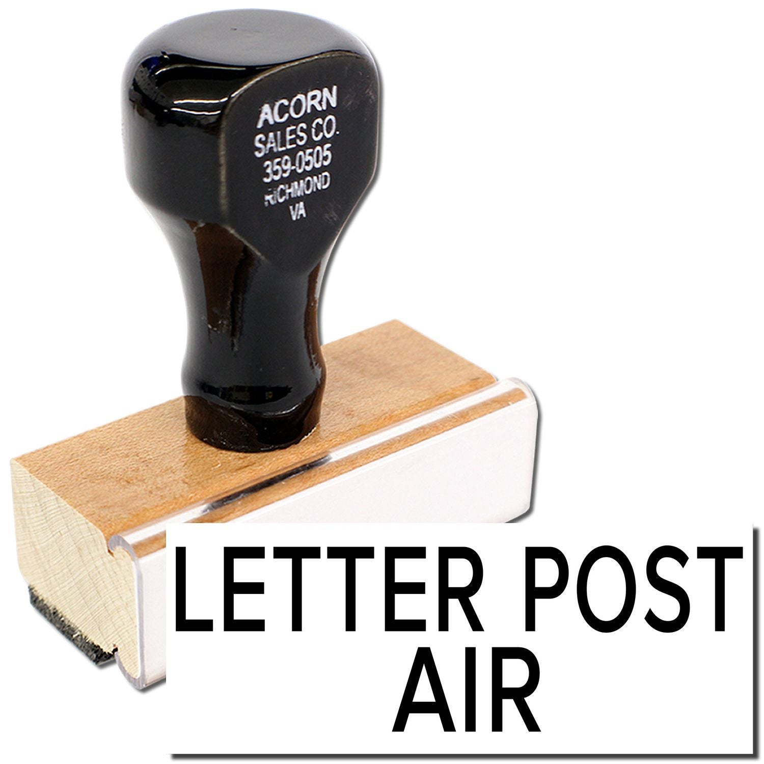 Acorn Sales Co. leather post air pump part, with contact label 359-0505 Richmond VA for pneumatic install support.