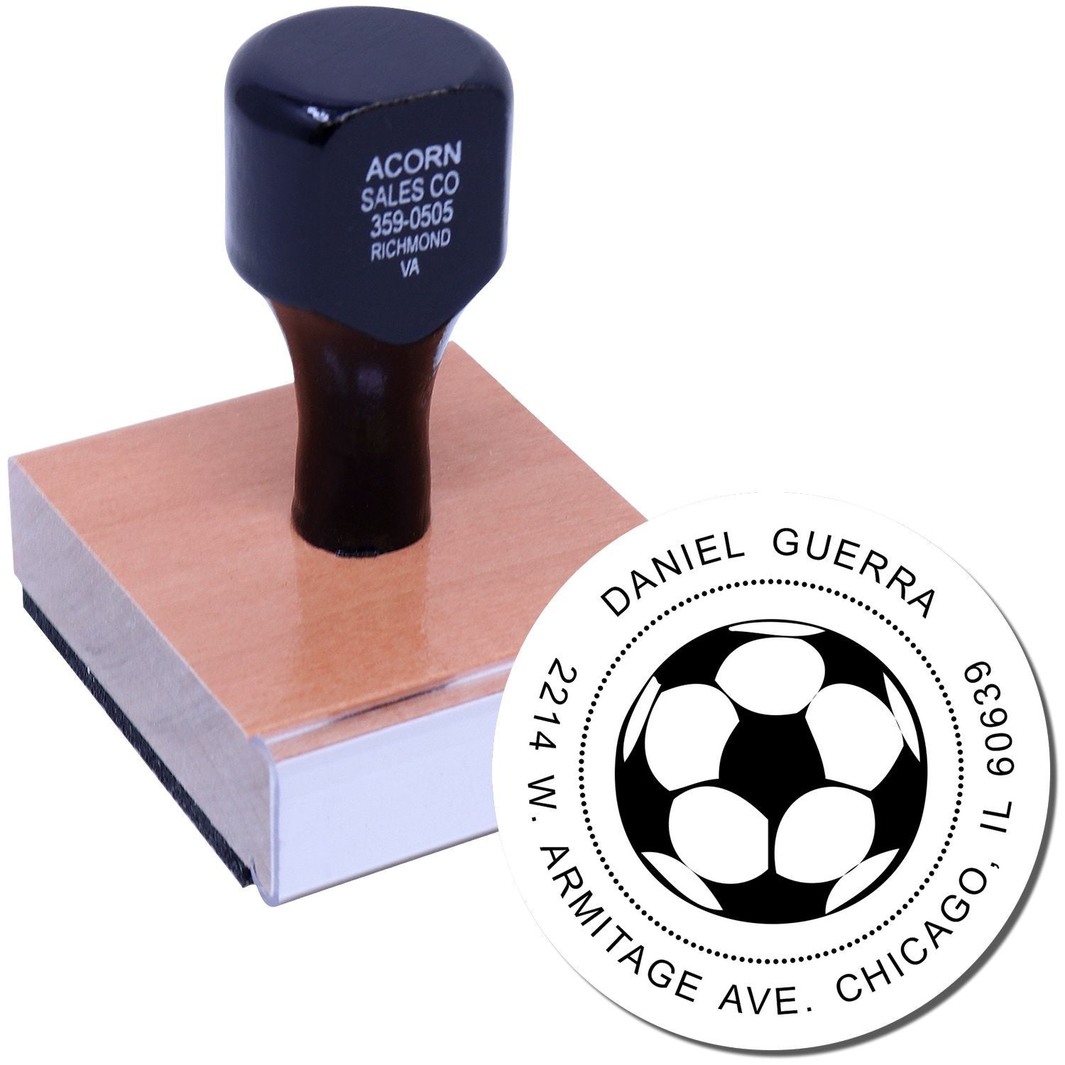 Custom rubber stamp with logo imprint for business address and branding