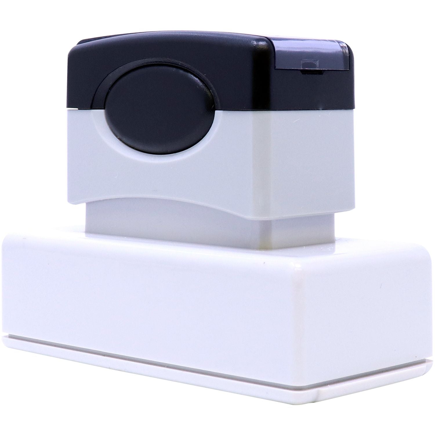 Close-up of a white and black plastic pump dispenser with modern minimalist design.