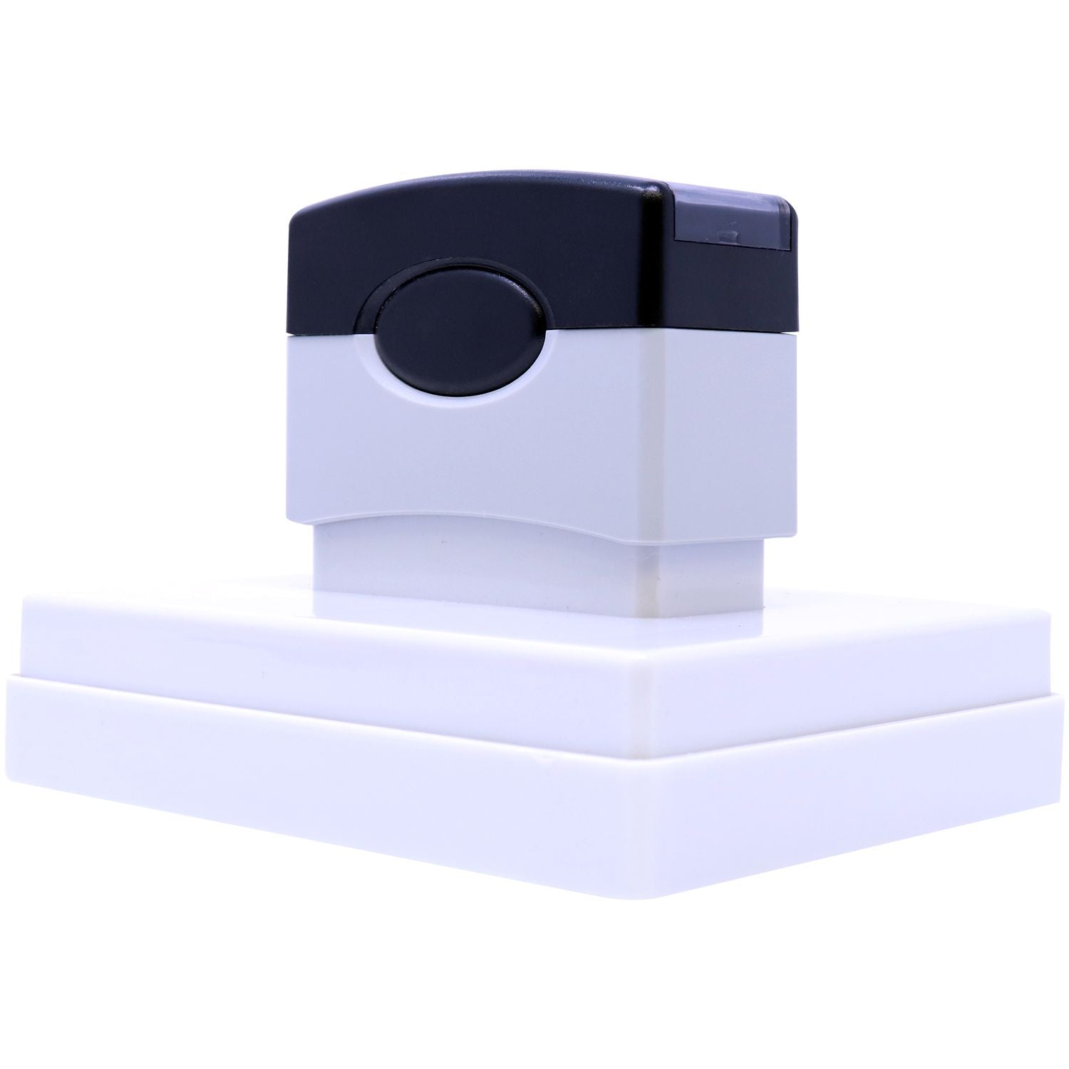 Black and white self-inking stamp isolated on a white background