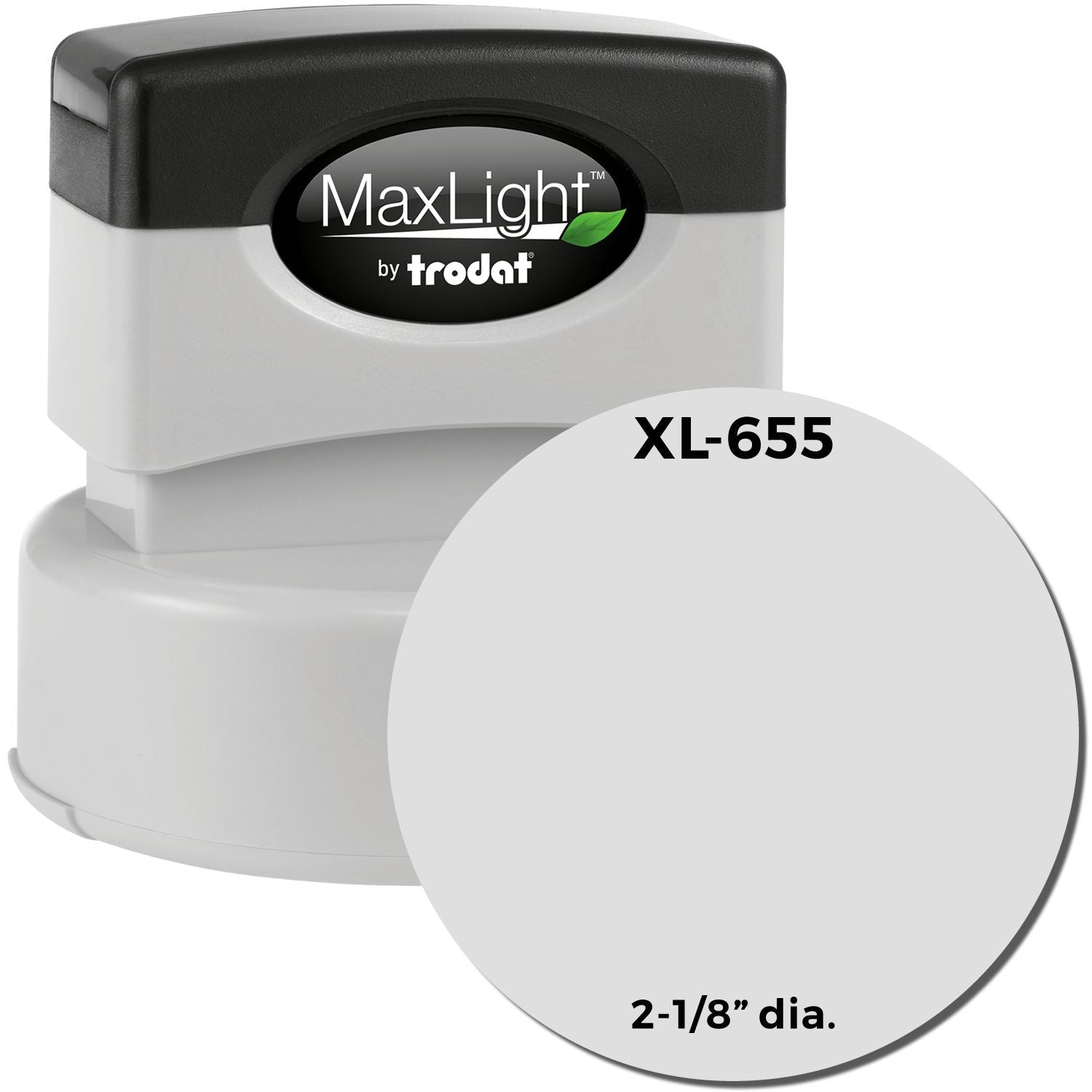 A maxlight stamp with a stamped image with an impression SIZE APPROXIMATELY 2" IN DIAMETER".
