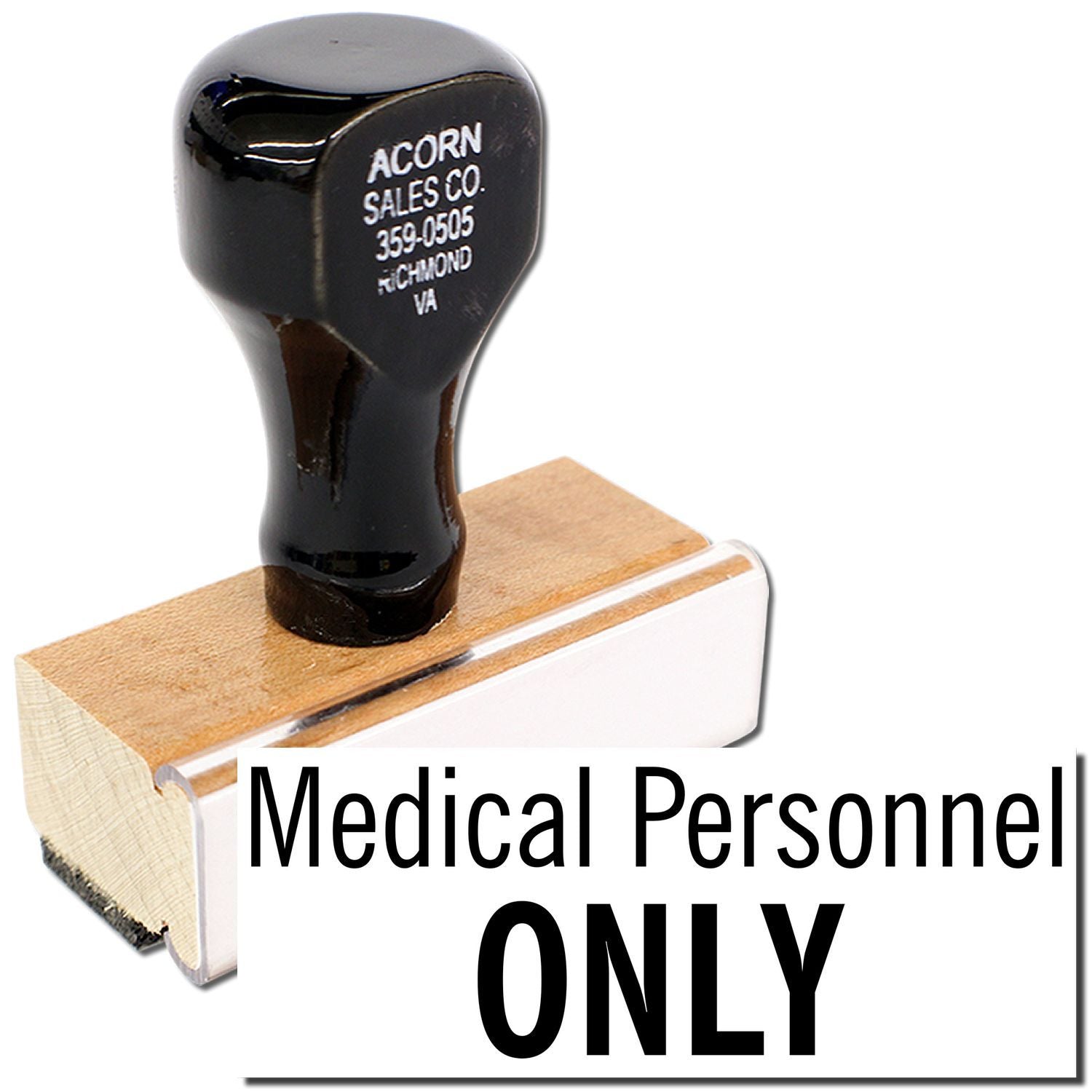 Medical Personnel Only sign with Acorn Sales Co. logo and phone number, restricting access in healthcare facility.