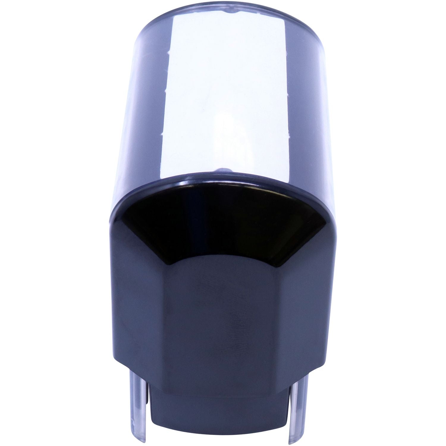 Wall-mounted automatic soap dispenser with transparent refill reservoir and dark plastic ?????? for bathroom or kitchen use