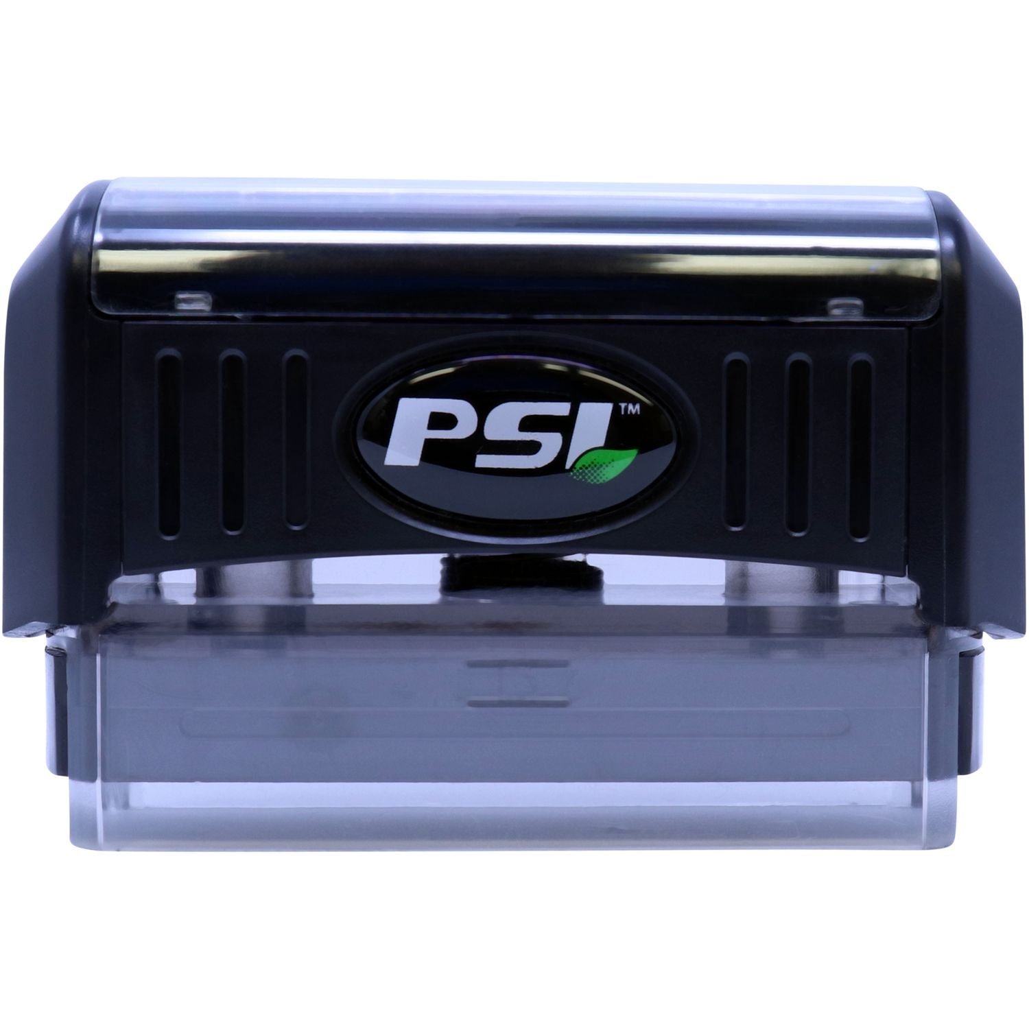 Front view of PSI™ branded portable device housing with logo, isolated on white background for product listing
