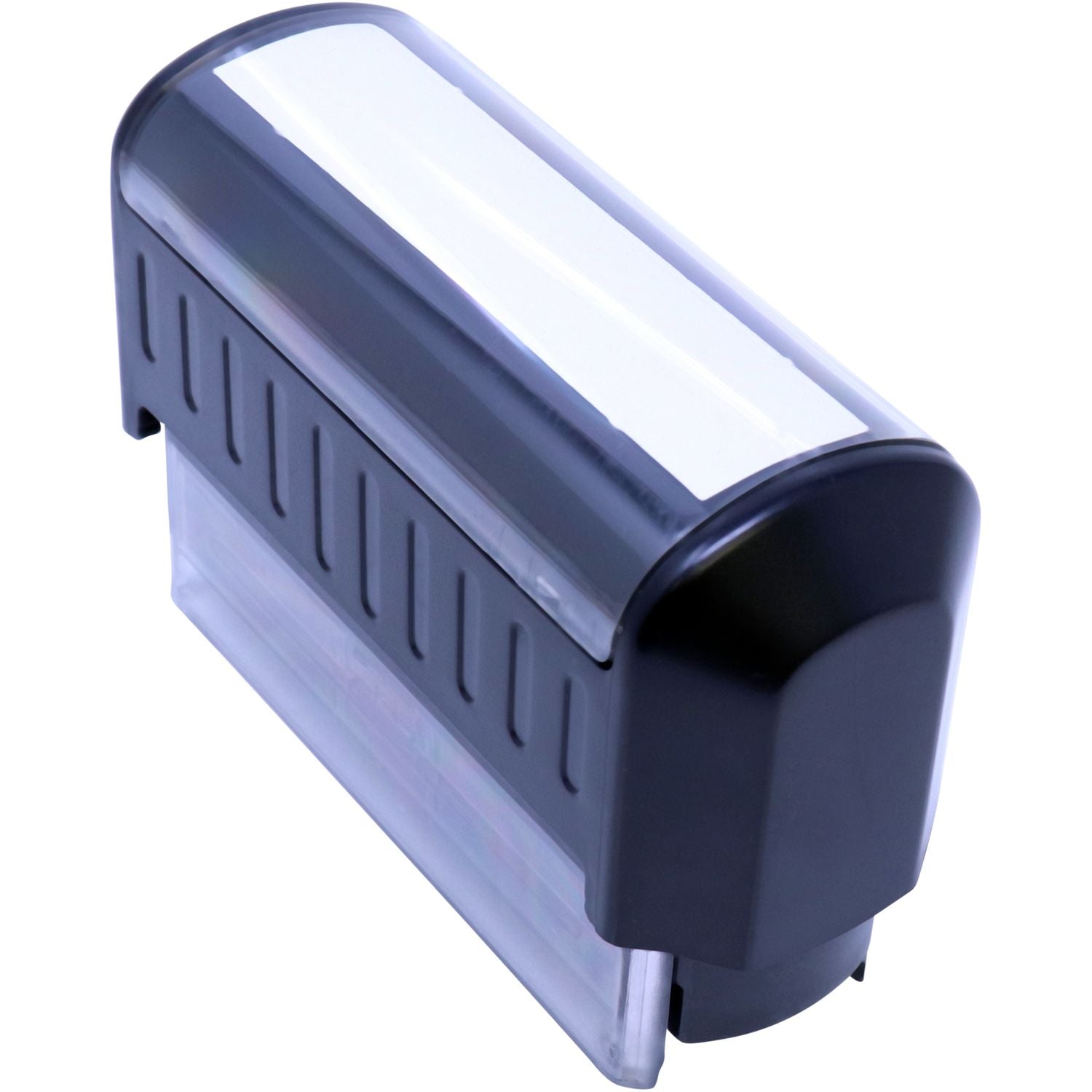 Close-up of blue vented power tool charger plug with transparent status window, showing connection housing for charging