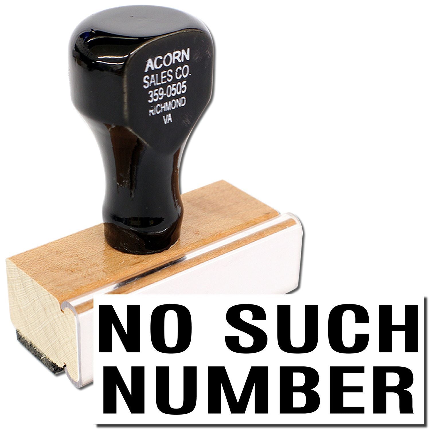 Acorn Sales Co. vintage golf club head on wooden display base with No Such Number promotional text for branding.