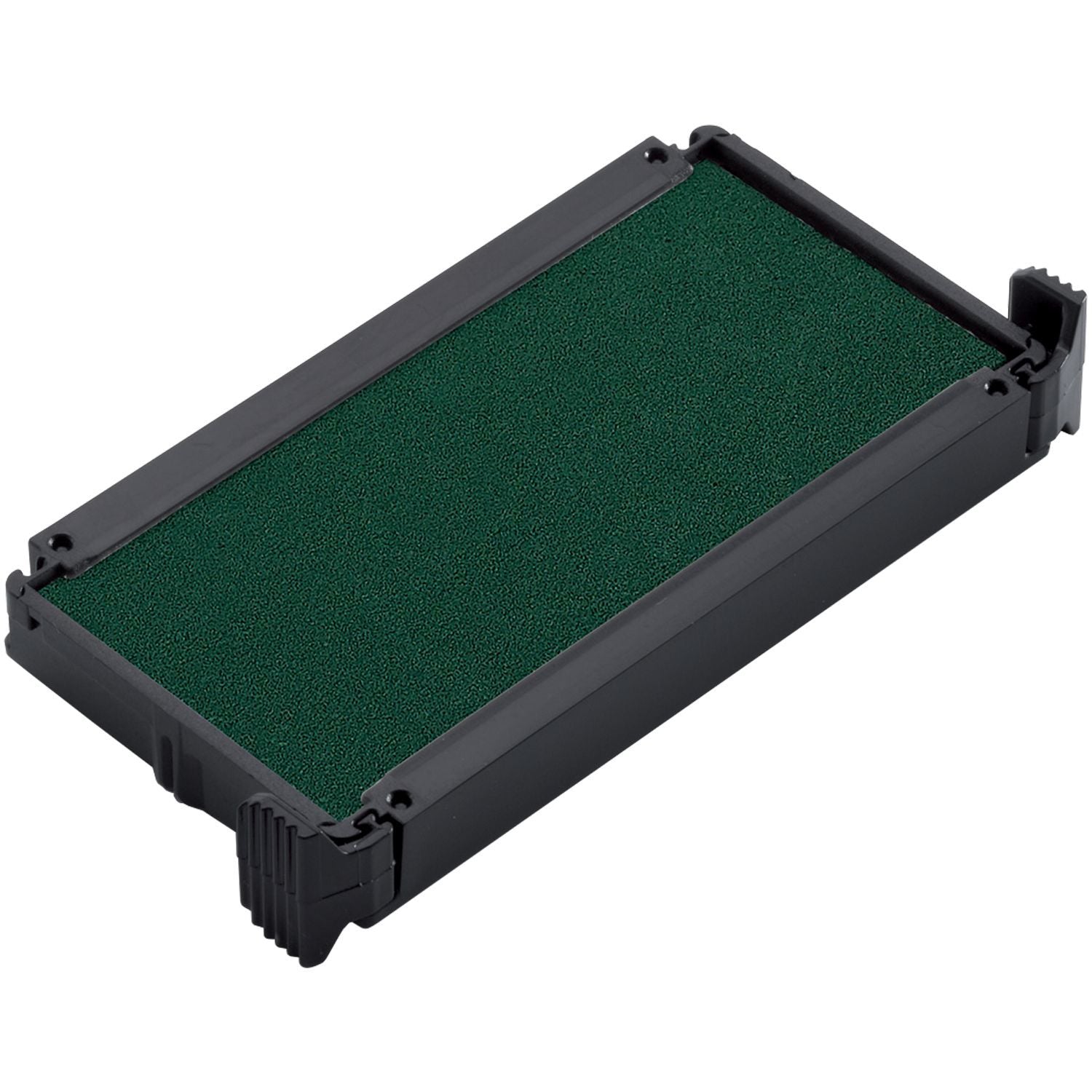 Black and green dot matrix printer ribbon cartridge cassette on white background