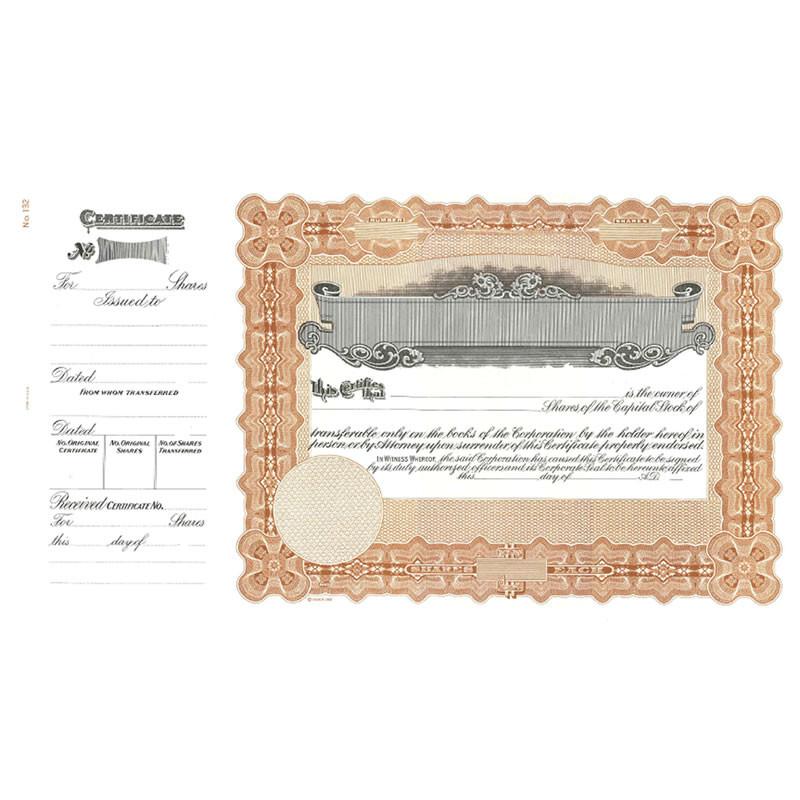 Vintage stock share certificate with ornate border, issued-to fields, and serial details for investment ownership documents.