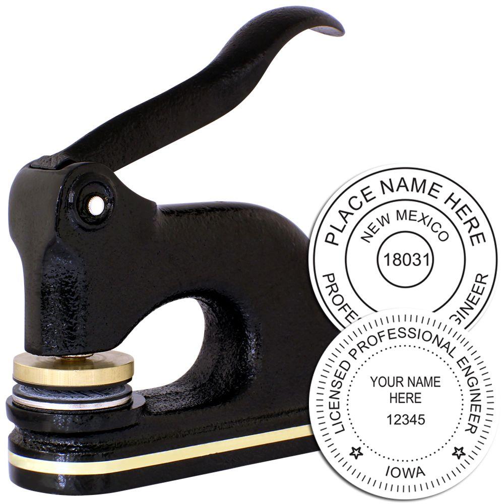 Black professional engineer embosser stamp with custom seal impression, personalized notary-style embossing tool for documents and certificates.
