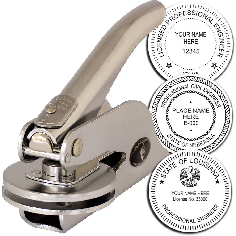 Professional engineer embossing seal press with custom state license seal examples for civil engineers