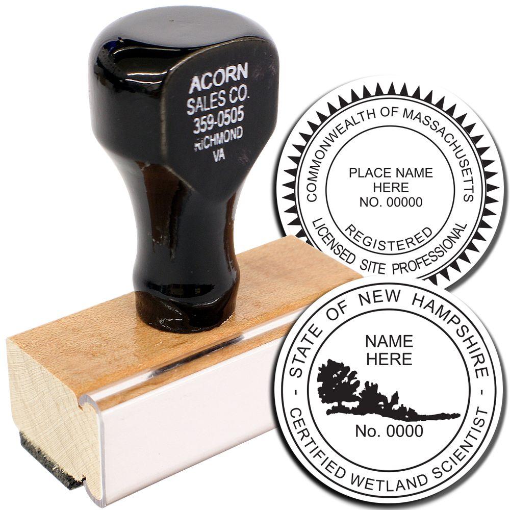 Custom rubber stamp for Massachusetts licensed site professional and New Hampshire certified wetland scientist seals