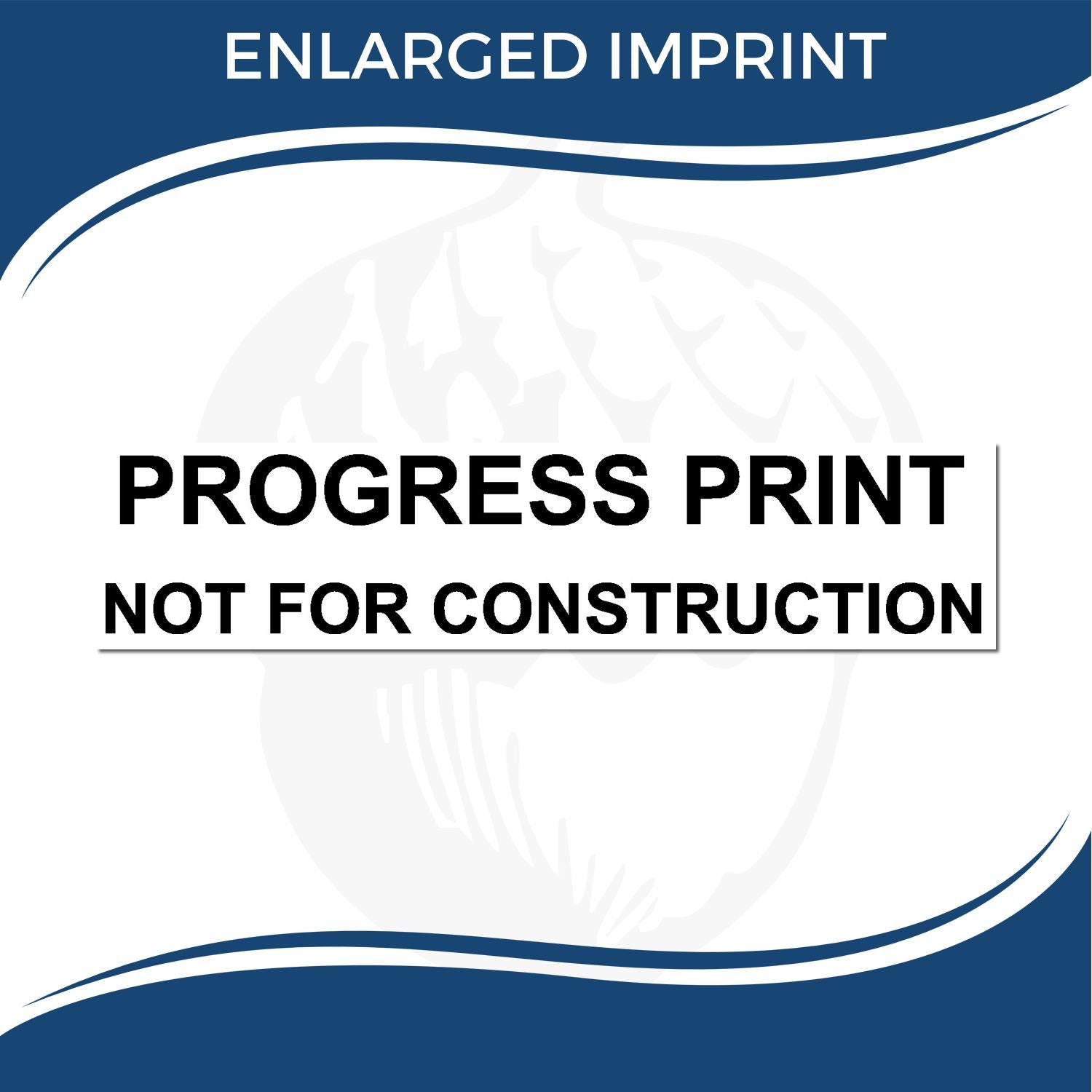 Enlarged imprint progress print not for construction blueprint cover with blue and white design