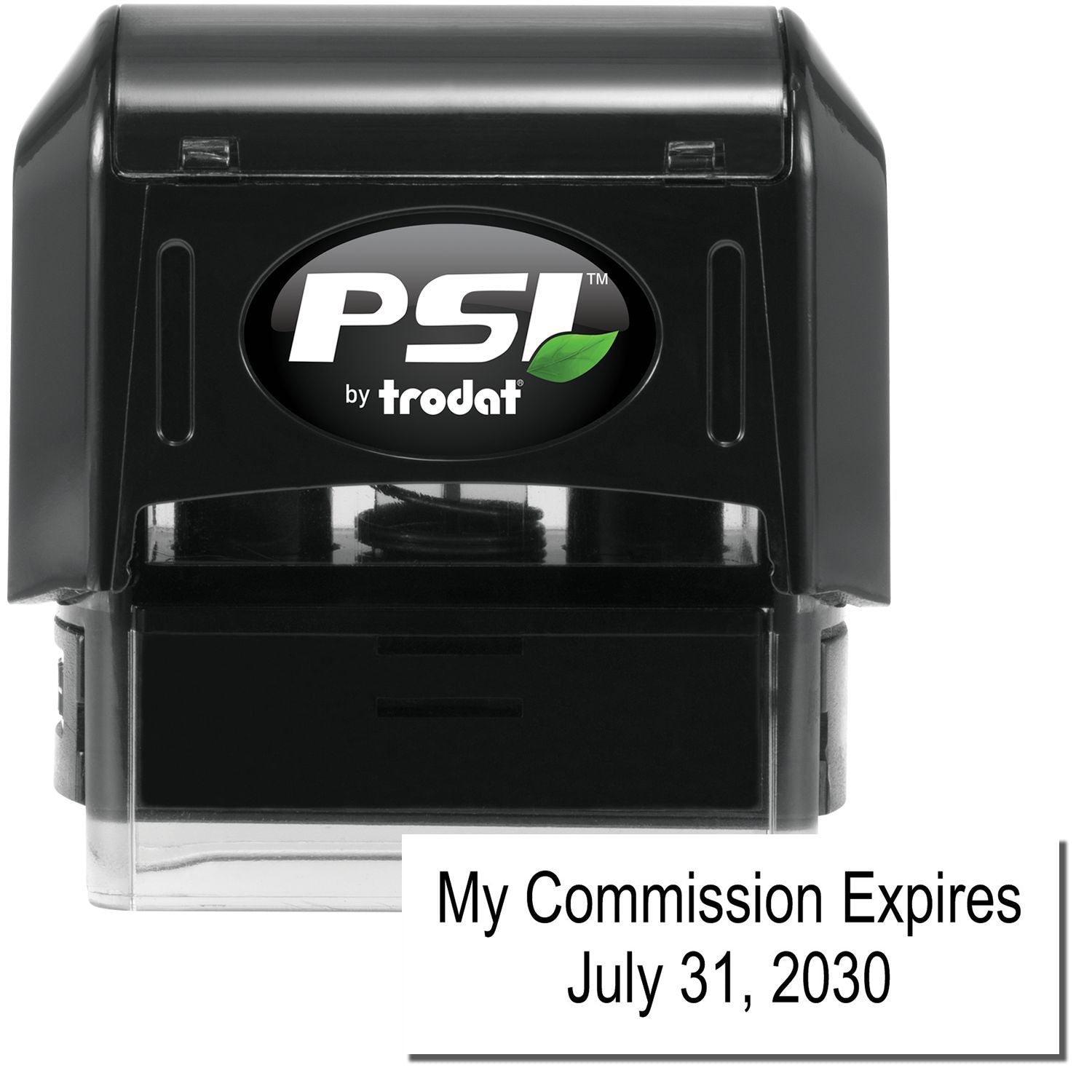 PSI by Trodat self-inking notary stamp with My Commission Expires July 31, 2030 text