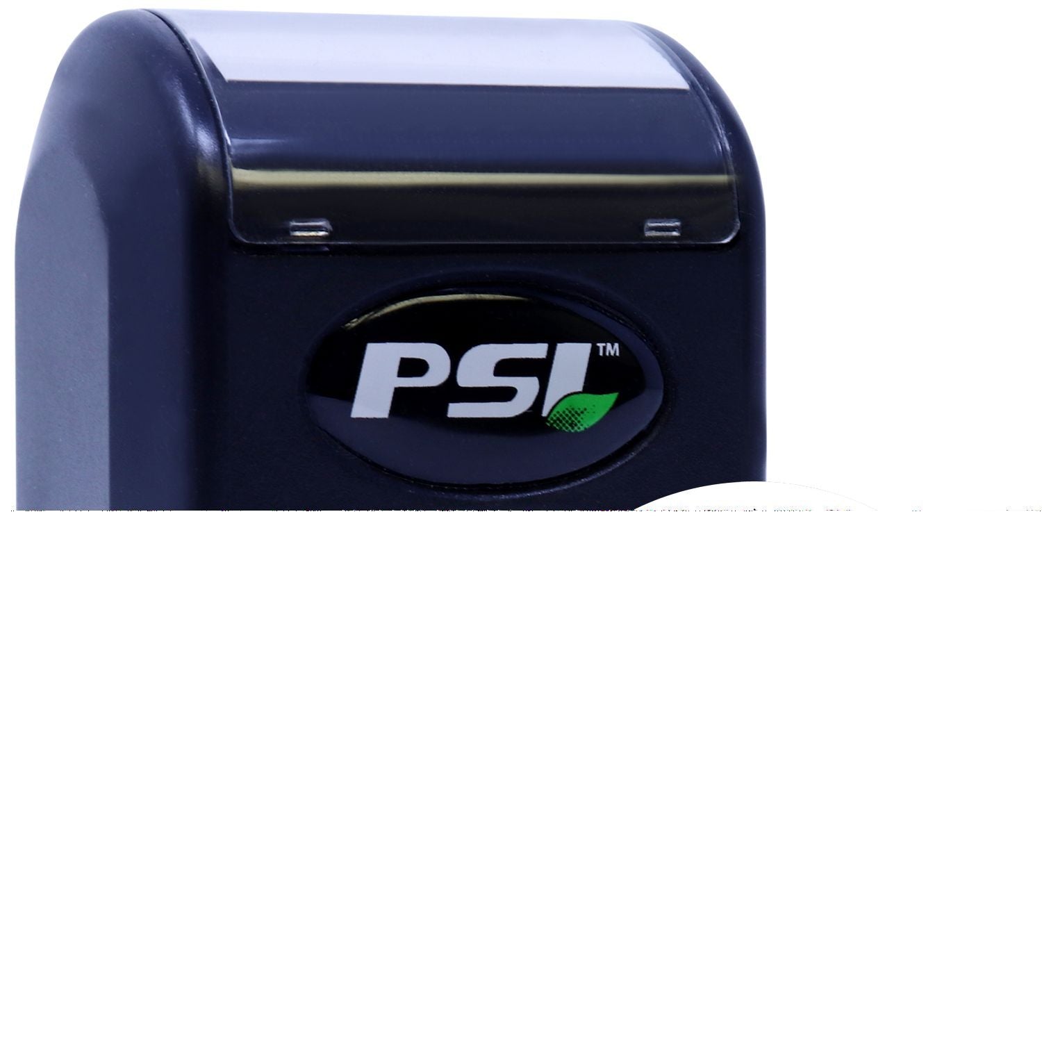 PSI self-inking rubber stamp with custom logo, ideal for fast, professional office stamping and branding.