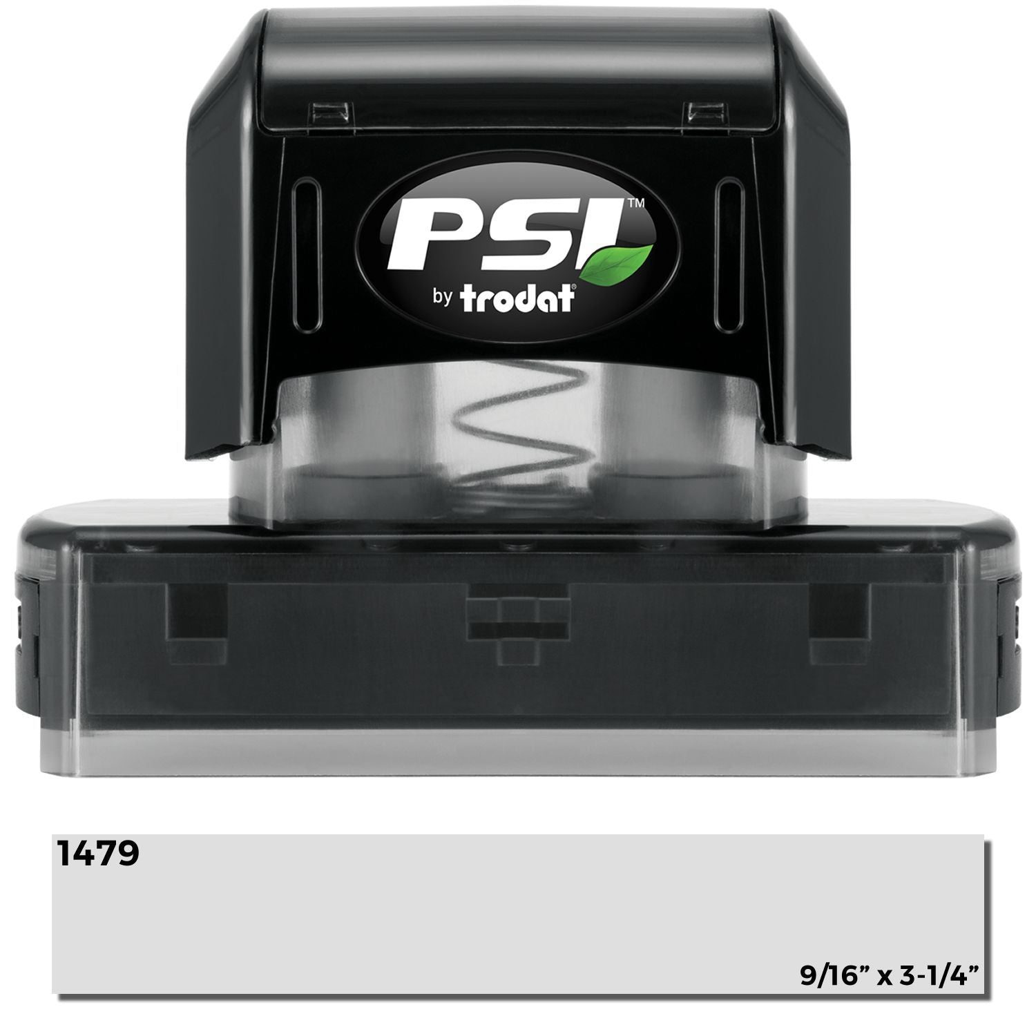 Trodat PSI self-inking stamp (model 1479) with logo, size 9/16 in x 3-1/4 in.