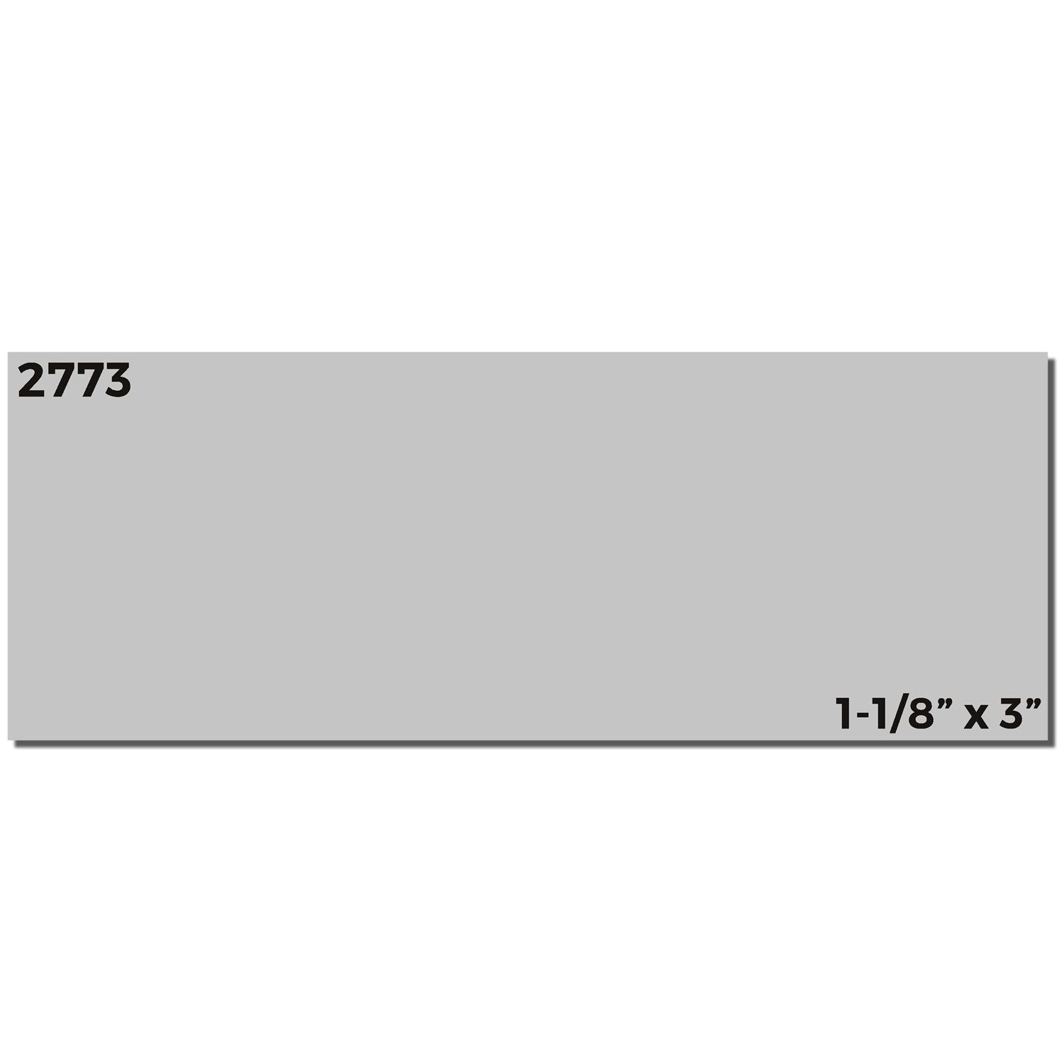 Product label number 2773 with size 1-1/8 in x 3 in, blank gray label for inventory or shipping labeling use.