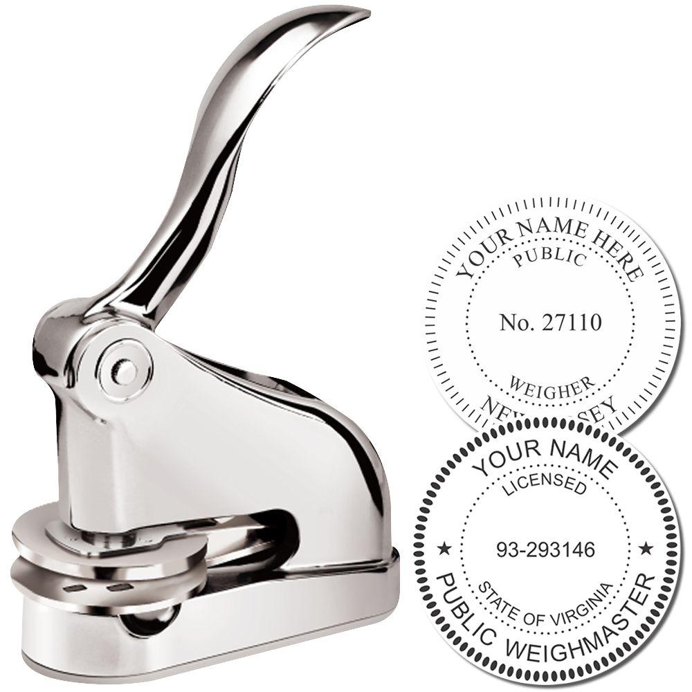 Chrome custom embosser seal stamp with public weigher and public weighmaster imprint samples for professional certification use