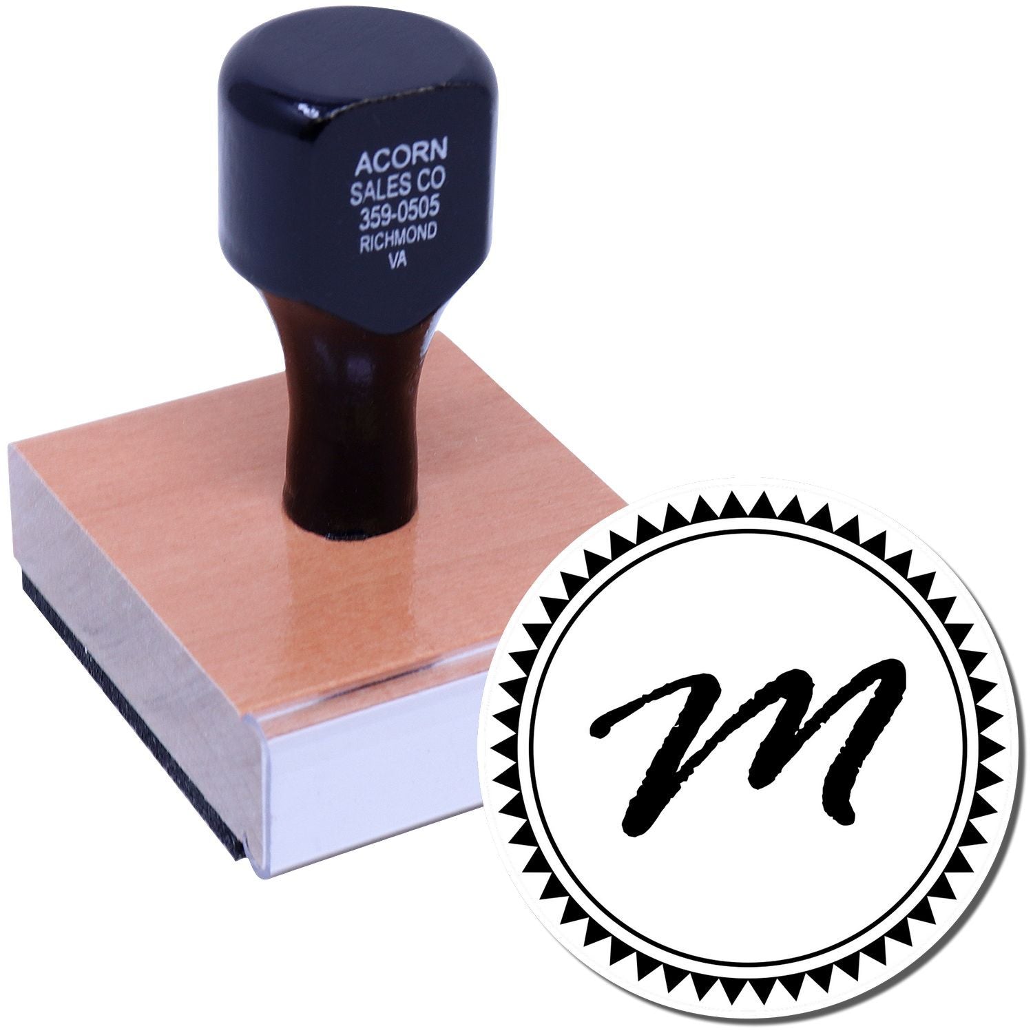 Custom rubber stamp with business logo for branding, office paperwork, and seal impressions.