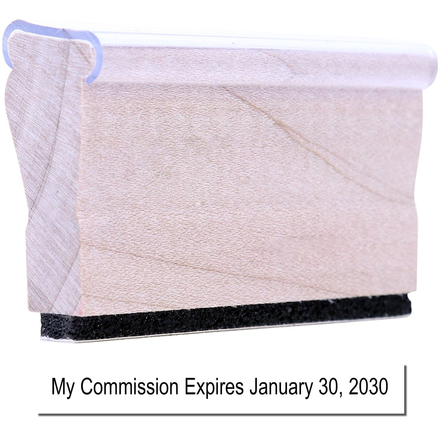 Wooden commission plaque with engraved expiration date January 30, 2030