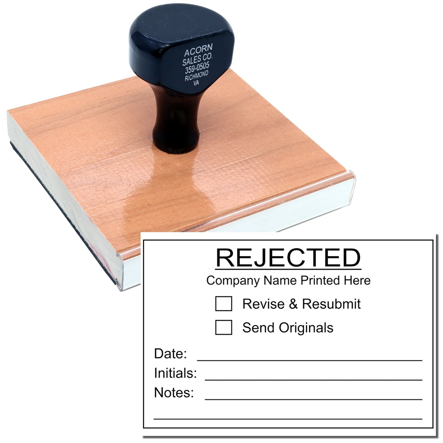 Rejected rubber stamp on paper with Revise & Resubmit approval form, office document correction concept.