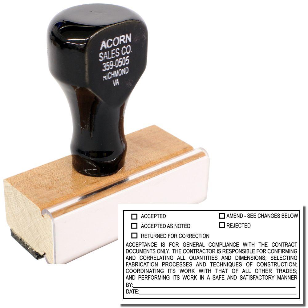 Close-up of rubber stamp on accepted construction approval document form