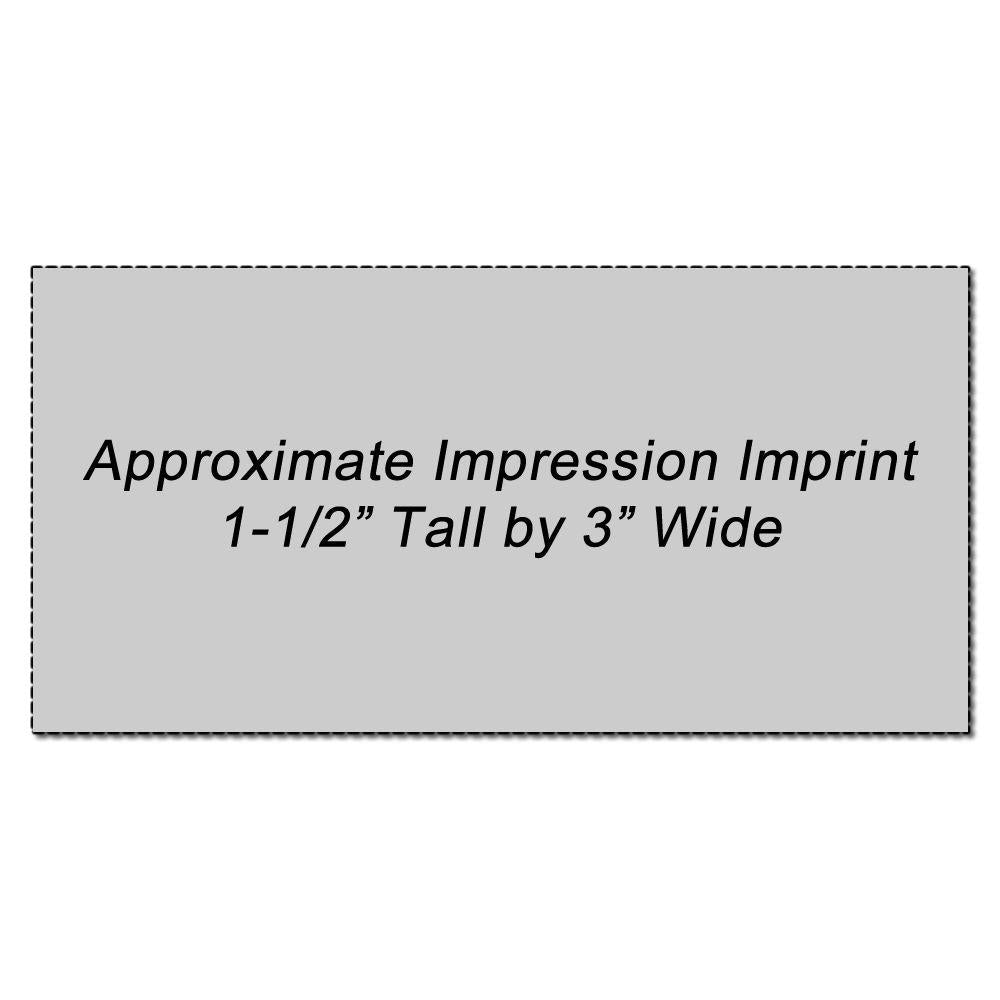 Approximate imprint impression size: 1-1/2 inch tall by 3 inch wide for product labeling and branding.