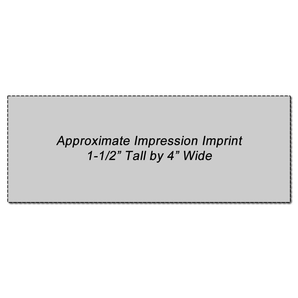 Approximate imprint impression size: 1 inch tall by 4 inch wide measurement for printing placement