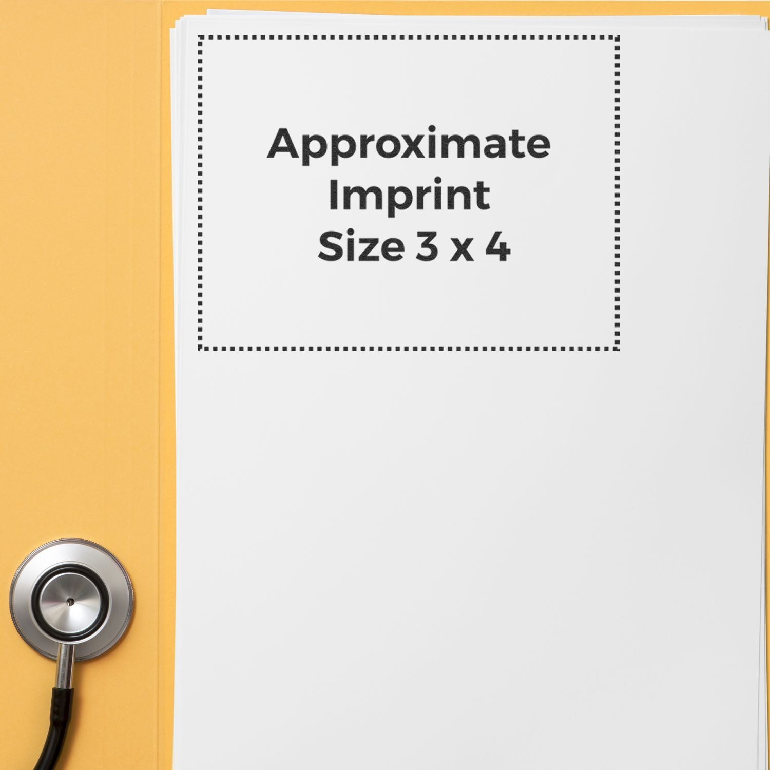 Approximate imprint size 3 x 4 inches shown on product label, indicating branding area for custom printing and screen printing.