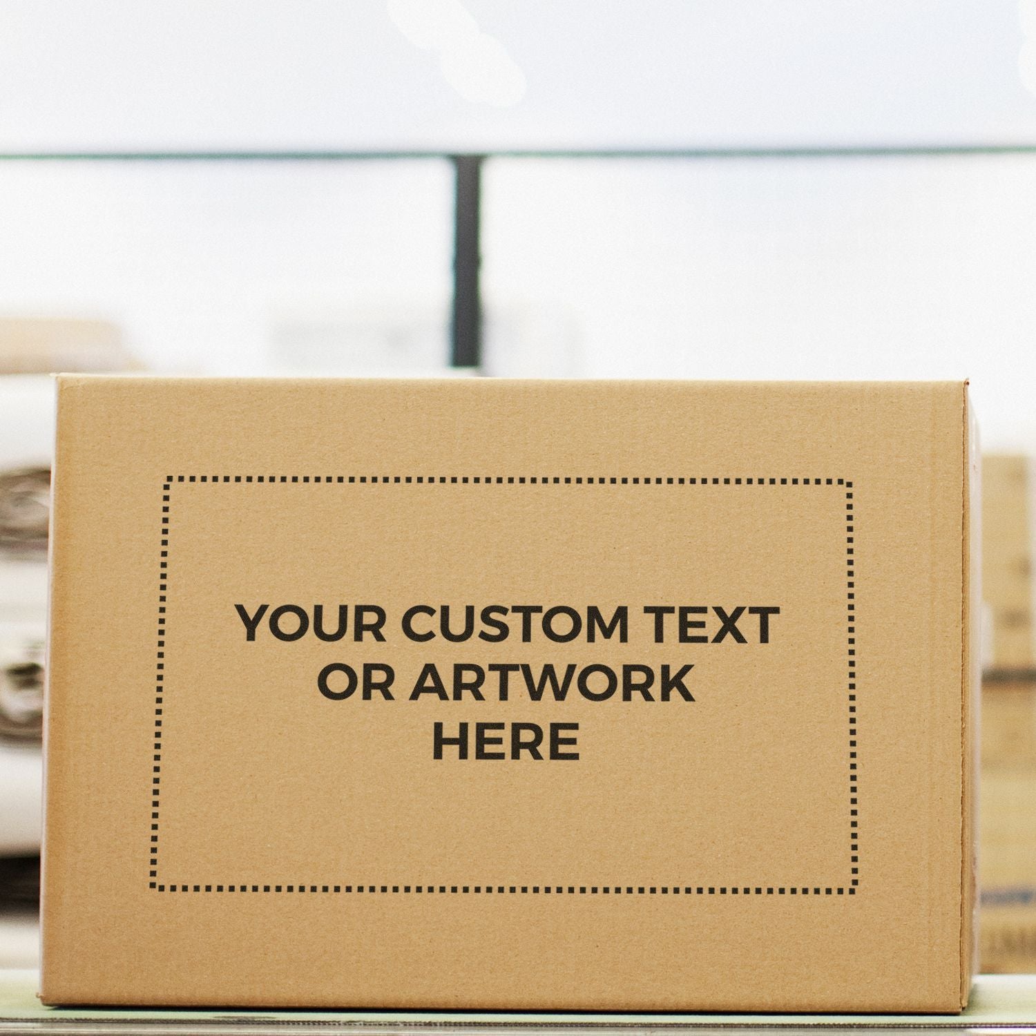Custom branded shipping box packaging mockup with space for your logo or artwork, ideal for e-commerce delivery branding and mailing