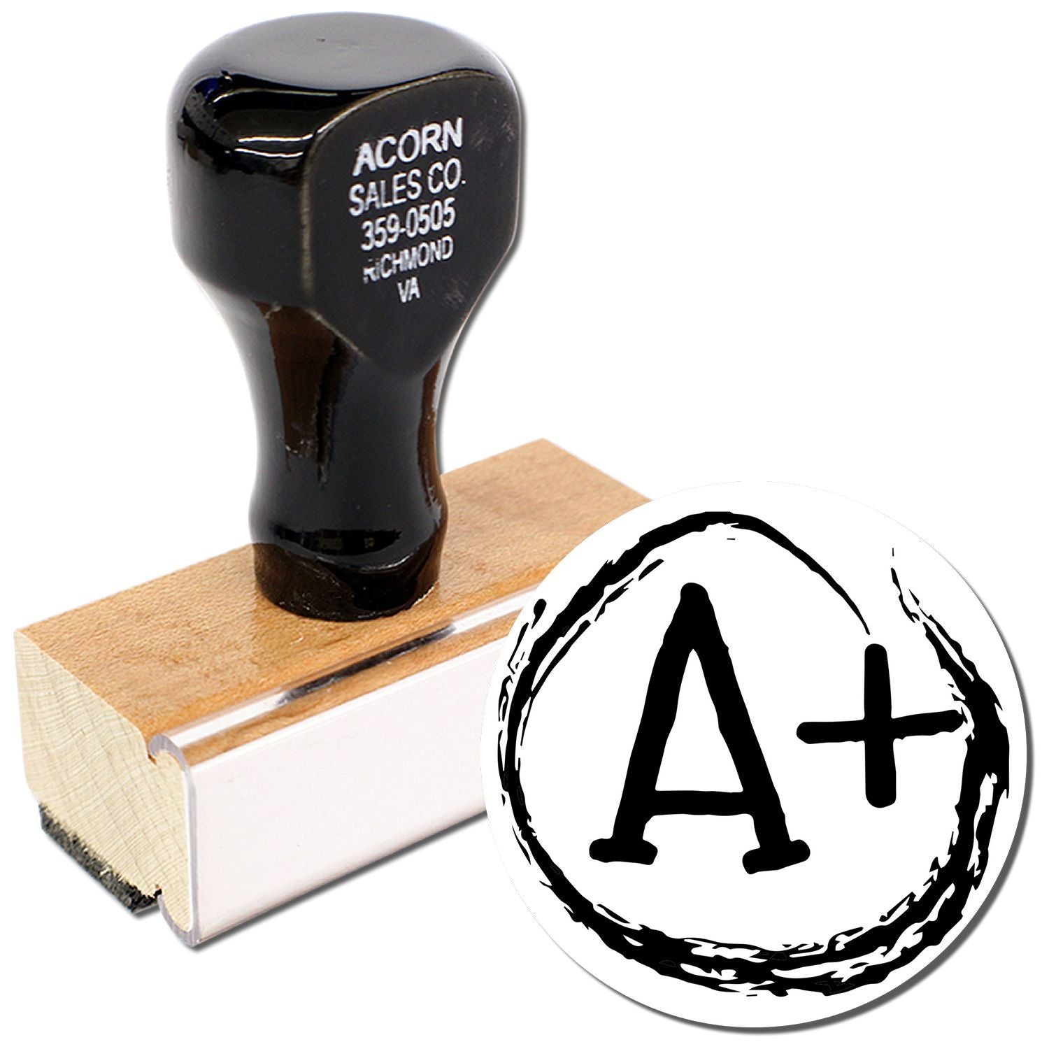 Black A+ grading stamp for teachers and classroom worksheet marking