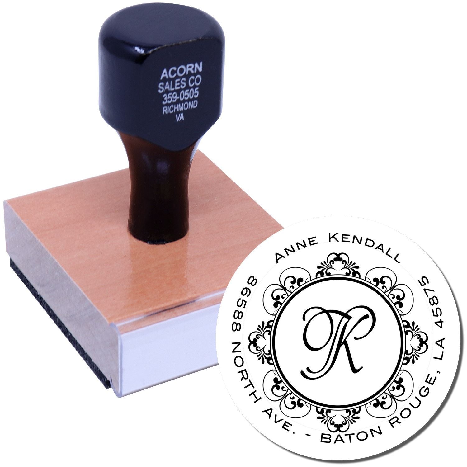 Custom rubber stamp with monogram address design for wedding invitations, mailing, and personalized branding